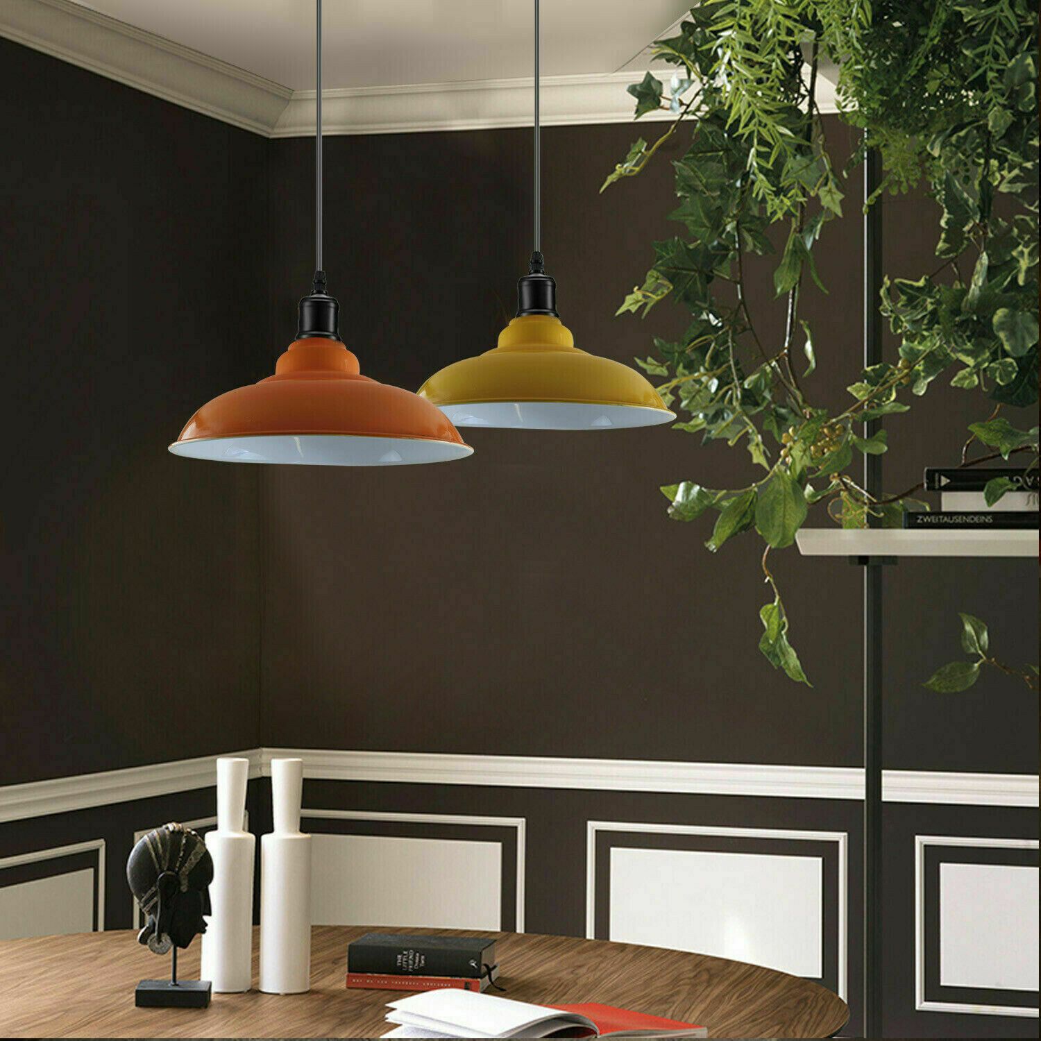 Industrial Metal Curvy Hanging Pendant Light in various colors with a sleek dome design, perfect for modern interiors.