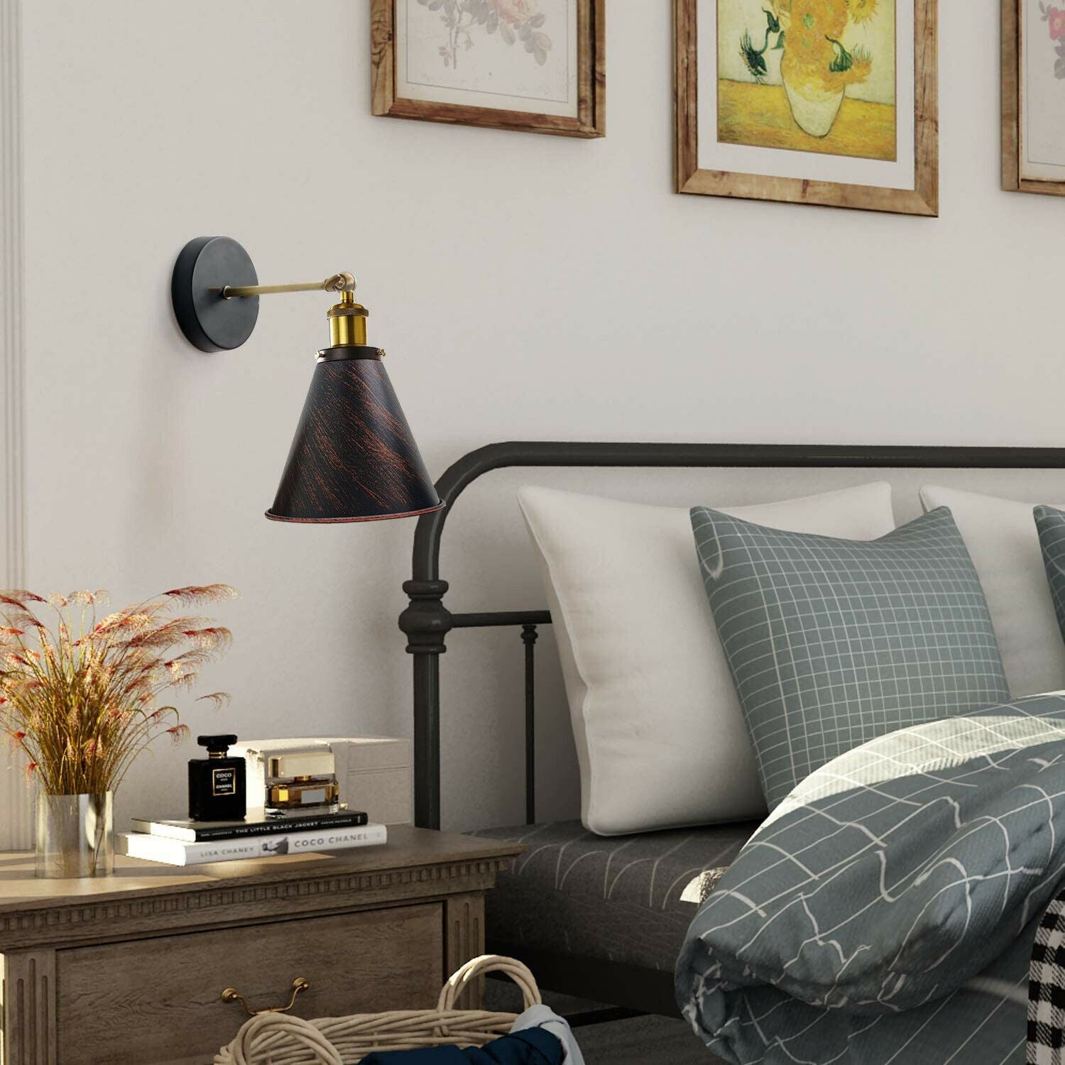 Industrial Metal Mounted Wall Lighting in Rustic Red, showcasing its elegant design and metal construction.