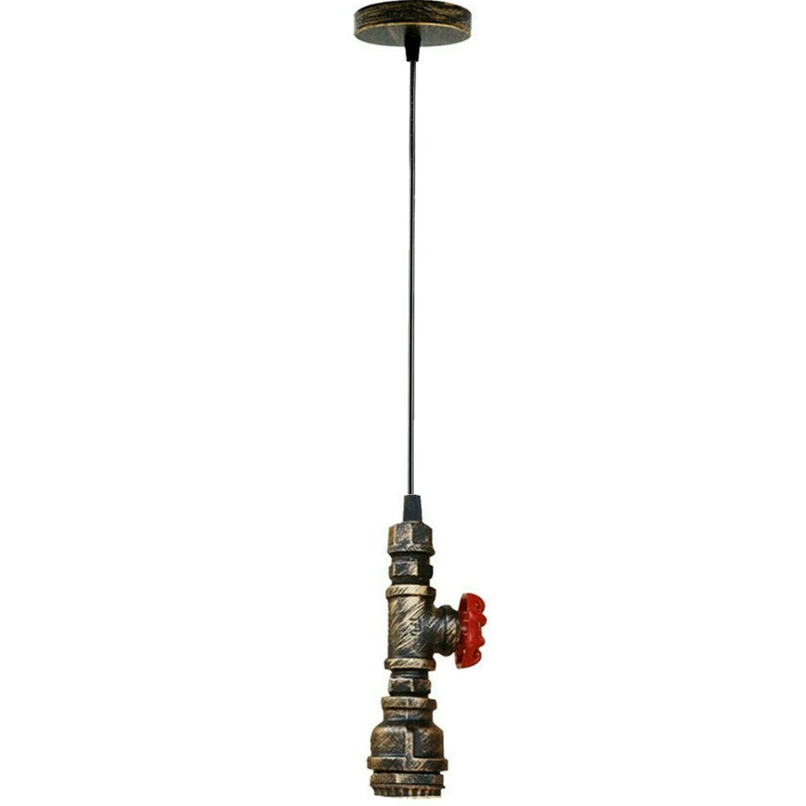 Industrial Steampunk Water Pipe Pendant Light in red copper and brass, showcasing its vintage design and iron metal construction.
