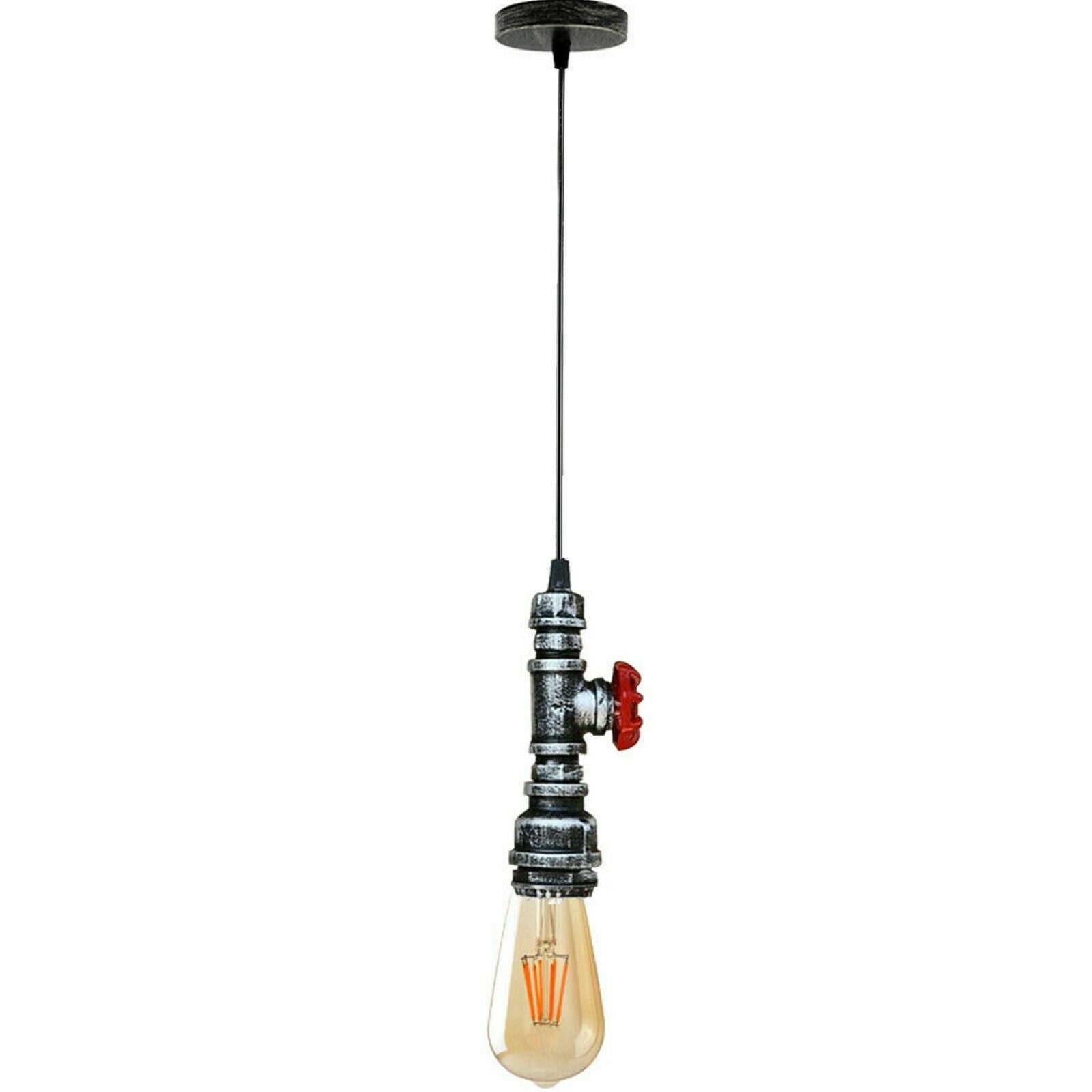 Industrial Steampunk Water Pipe Pendant Light in red copper and brass, showcasing its vintage design and iron metal construction.