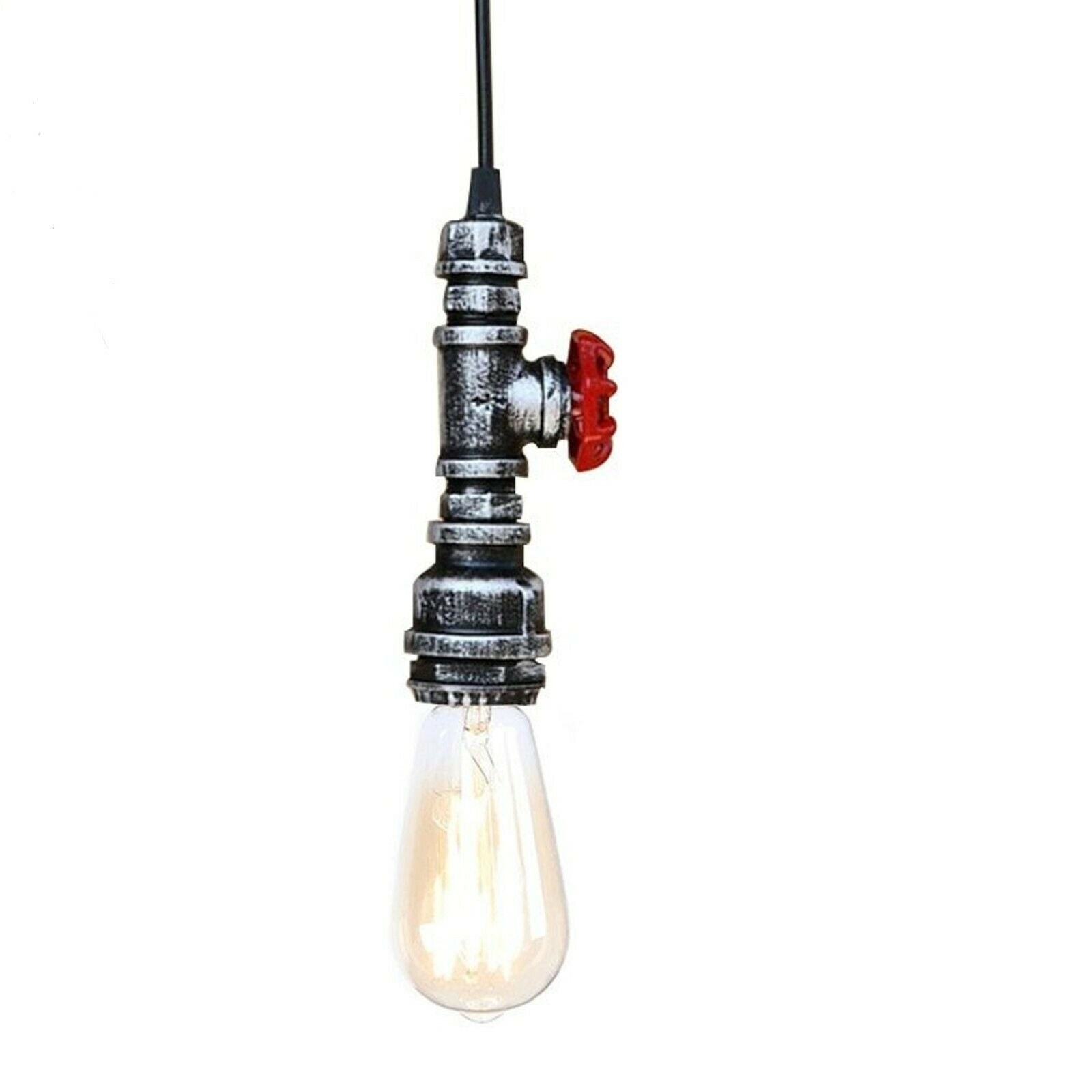 Industrial Steampunk Water Pipe Pendant Light in red copper and brass, showcasing its vintage design and iron metal construction.