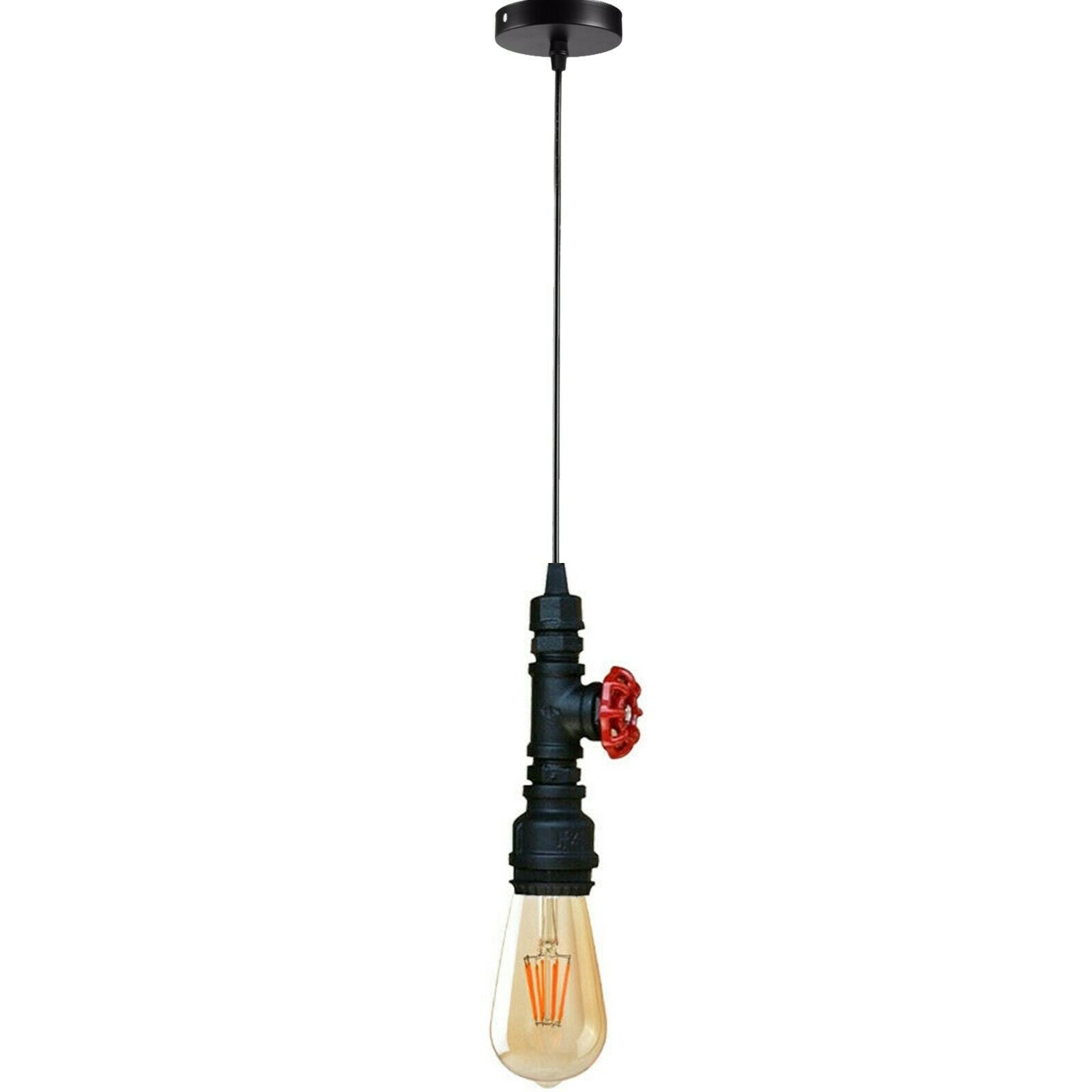 Industrial Steampunk Water Pipe Pendant Light in red copper and brass, showcasing its vintage design and iron metal construction.
