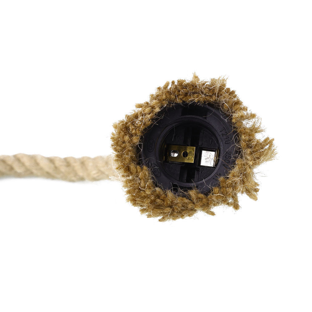 Industrial Twisted Rope Pendant Light holder featuring a hemp finish and adjustable cable, perfect for vintage decor.