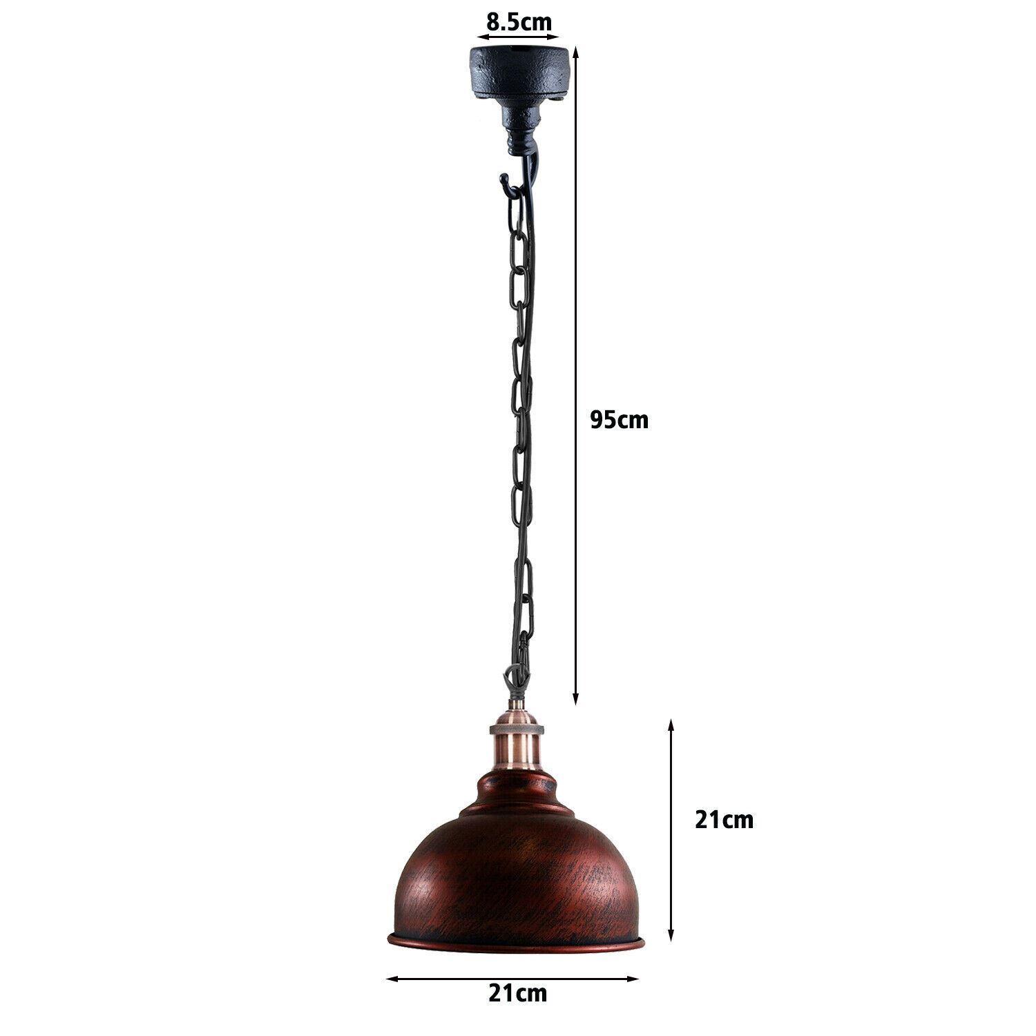 Industrial Vintage Ceiling Light in rustic red metal with a stylish pendant design, featuring a chain for hanging.