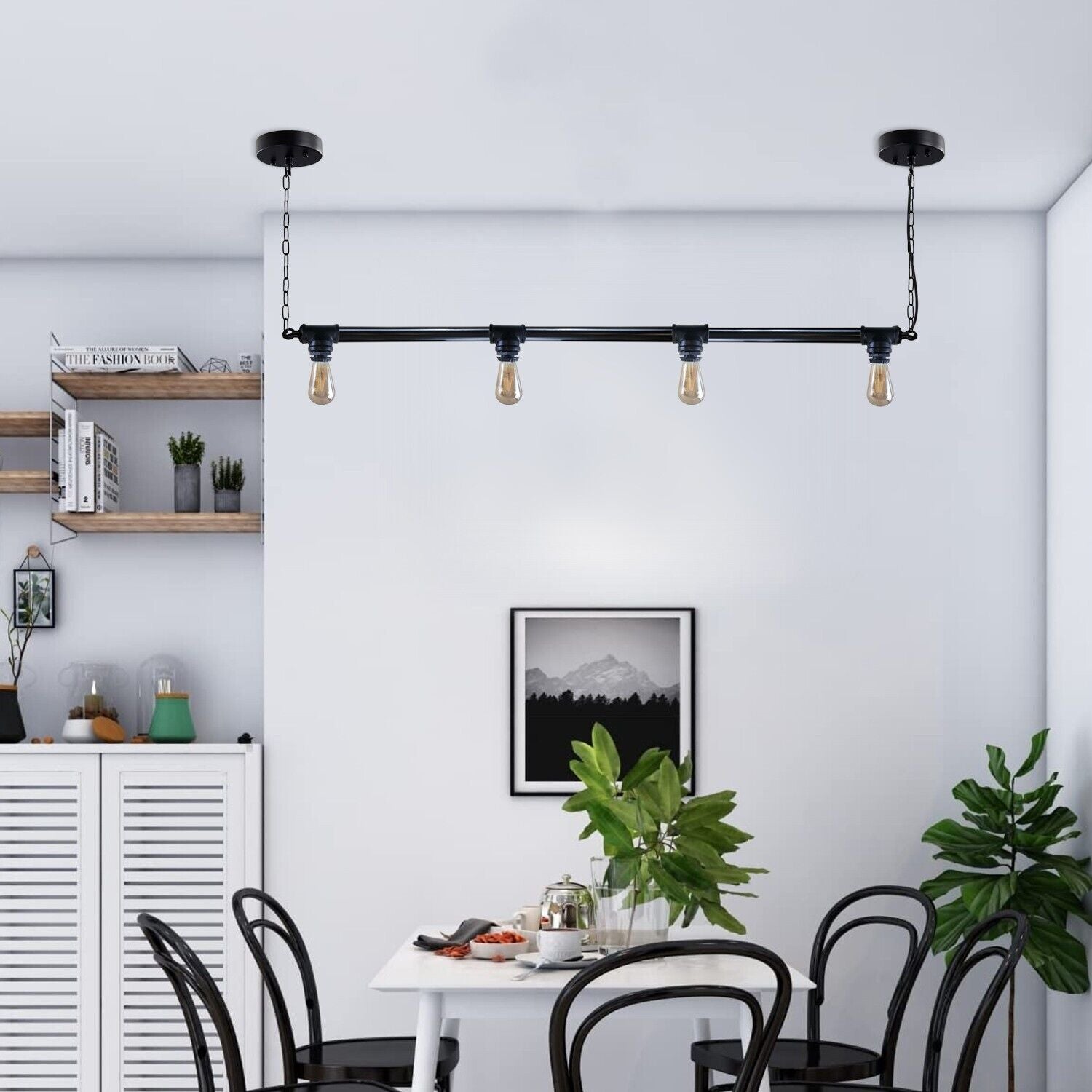 Industrial Vintage Downlight Hanging Ceiling Pendant with black pipe design, showcasing its elegant and durable construction.