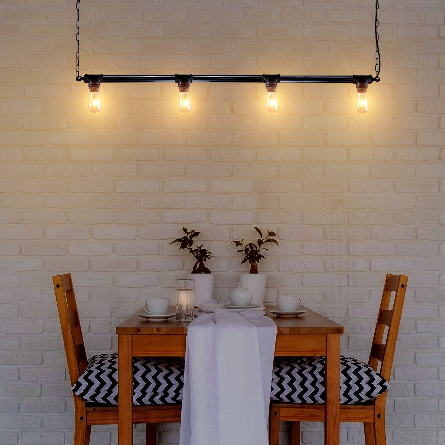 Industrial Vintage Downlight Hanging Ceiling Pendant with black pipe design, showcasing its elegant and durable construction.