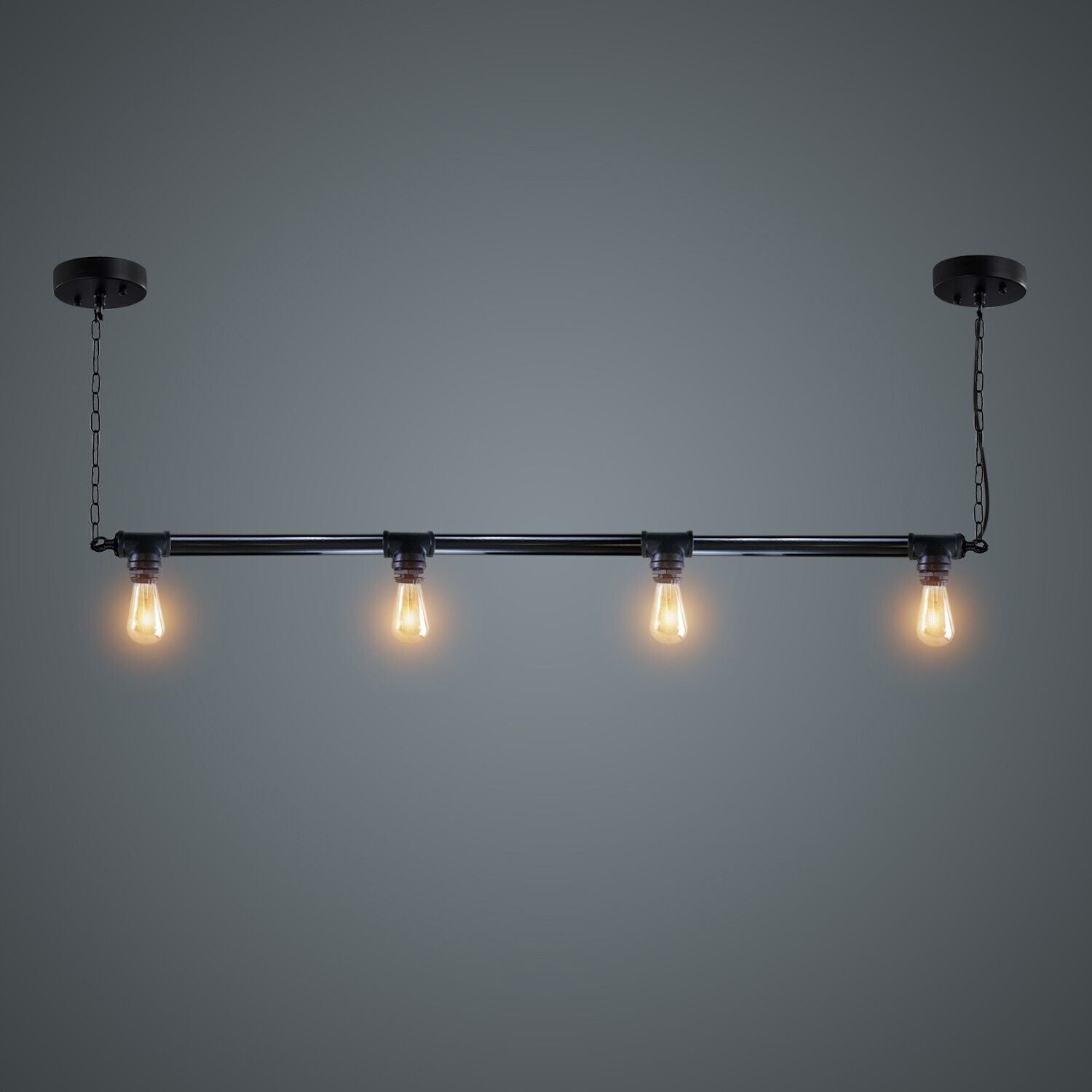 Industrial Vintage Downlight Hanging Ceiling Pendant with black pipe design, showcasing its elegant and durable construction.
