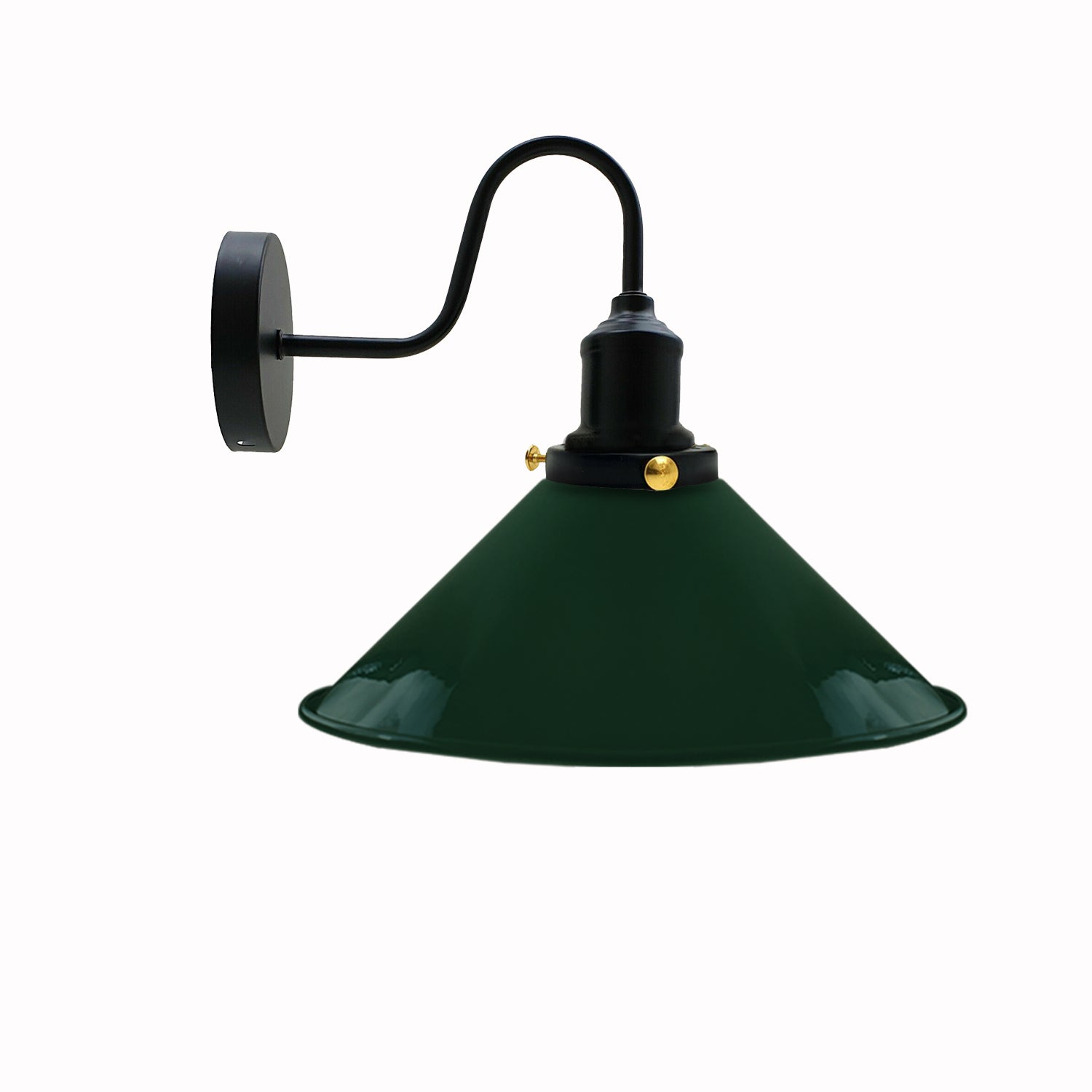 Industrial Vintage Green Swan Neck Wall Light Sconce showcasing a rustic metal design with a cone-shaped shade.