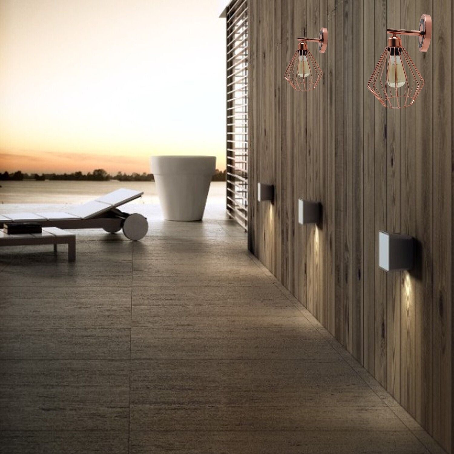 Industrial Vintage Metal Rose Gold Diamond Cage Wall Lamp showcasing elegant design and warm lighting.