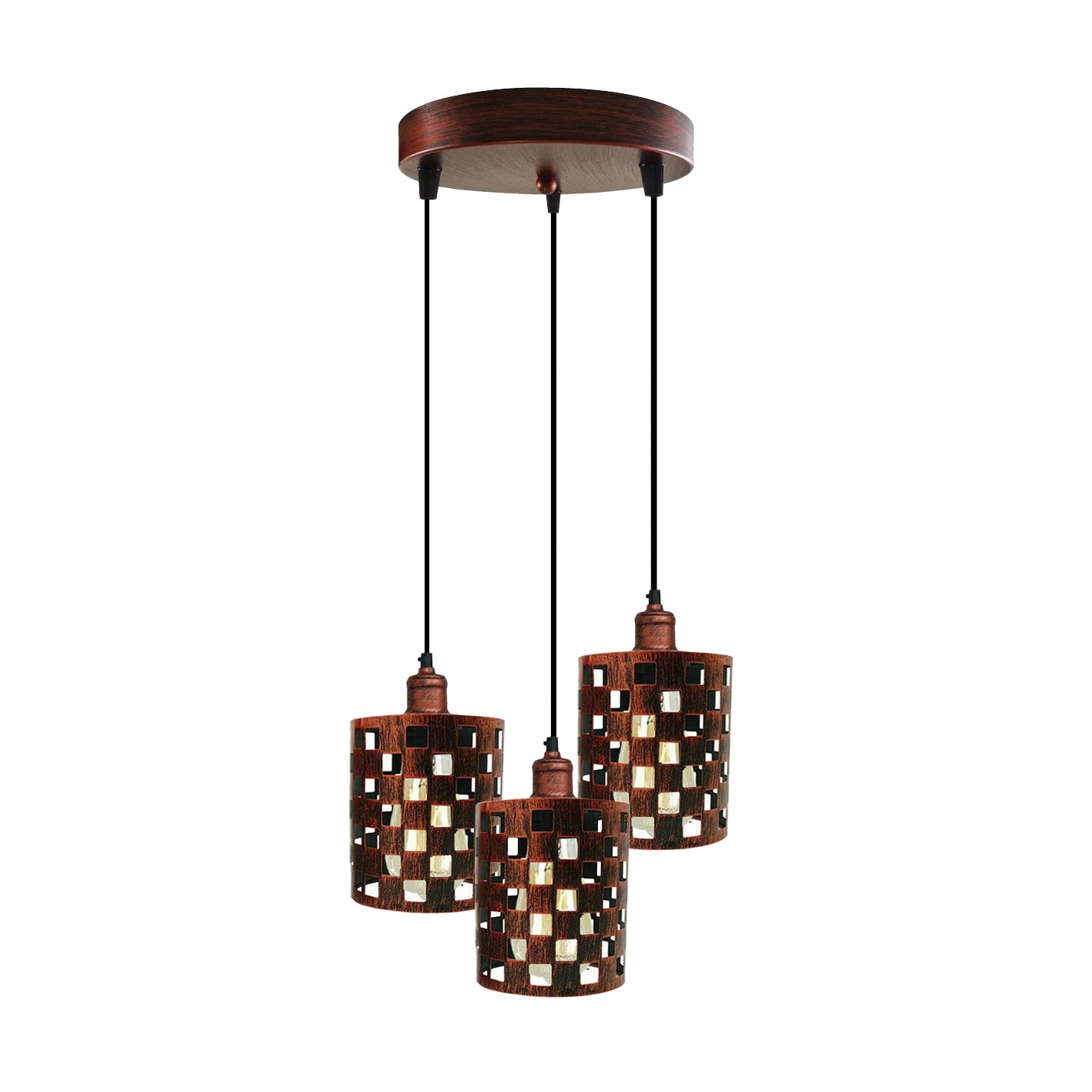 Industrial Vintage Retro light featuring a 3-way cage pendant design, showcasing metal and PVC materials, ideal for modern home decor.
