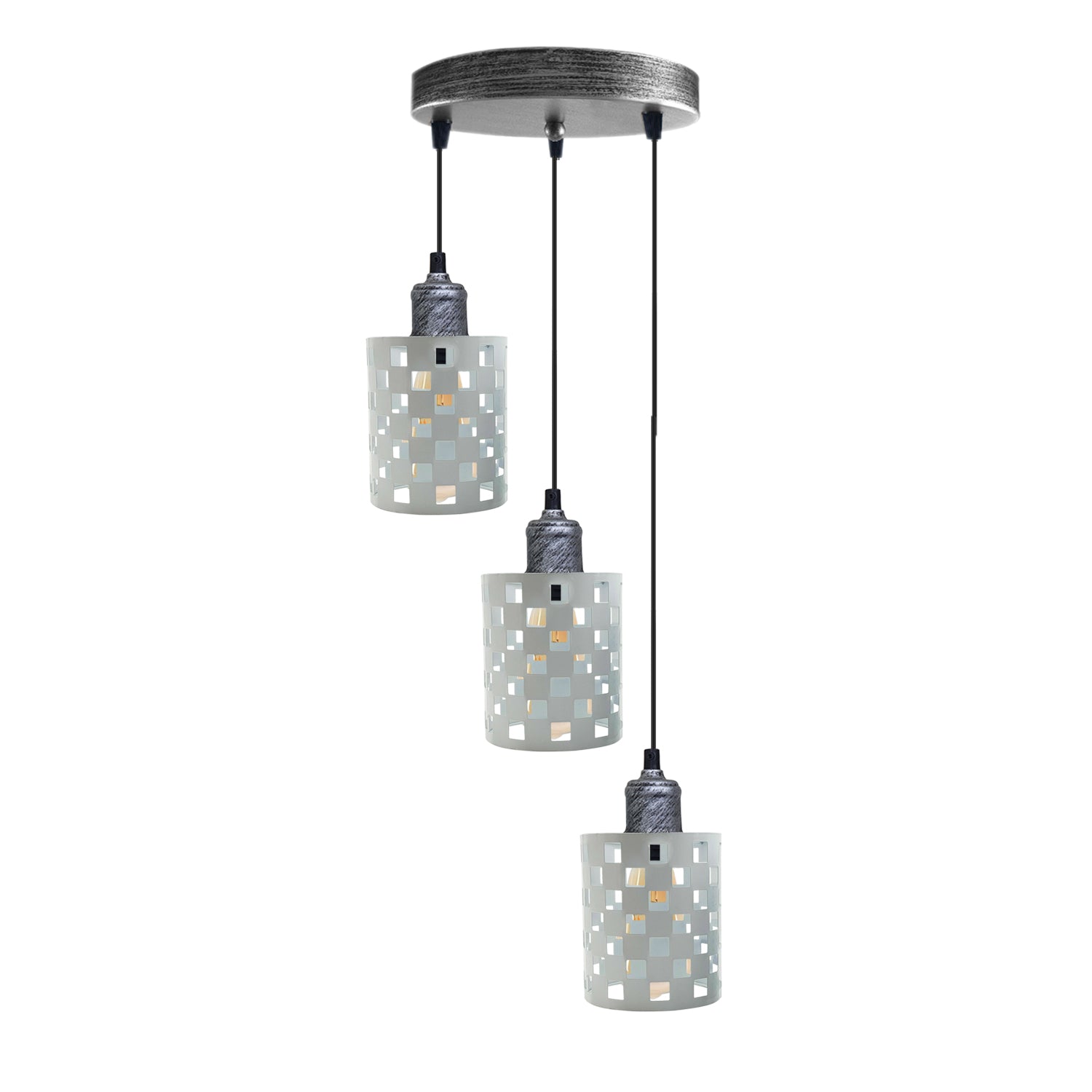 Industrial Vintage Retro light featuring a 3-way cage pendant design, showcasing metal and PVC materials, ideal for modern home decor.