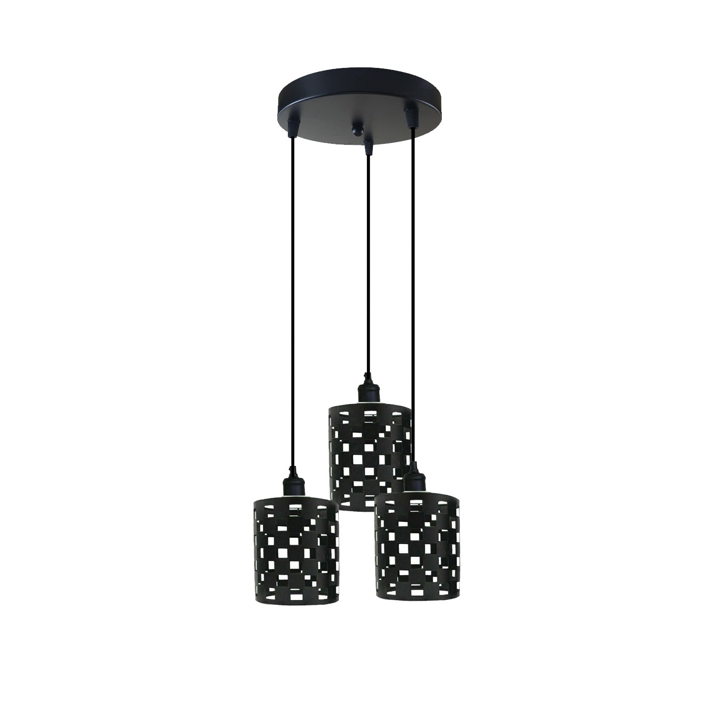 Industrial Vintage Retro light featuring a 3-way cage pendant design, showcasing metal and PVC materials, ideal for modern home decor.