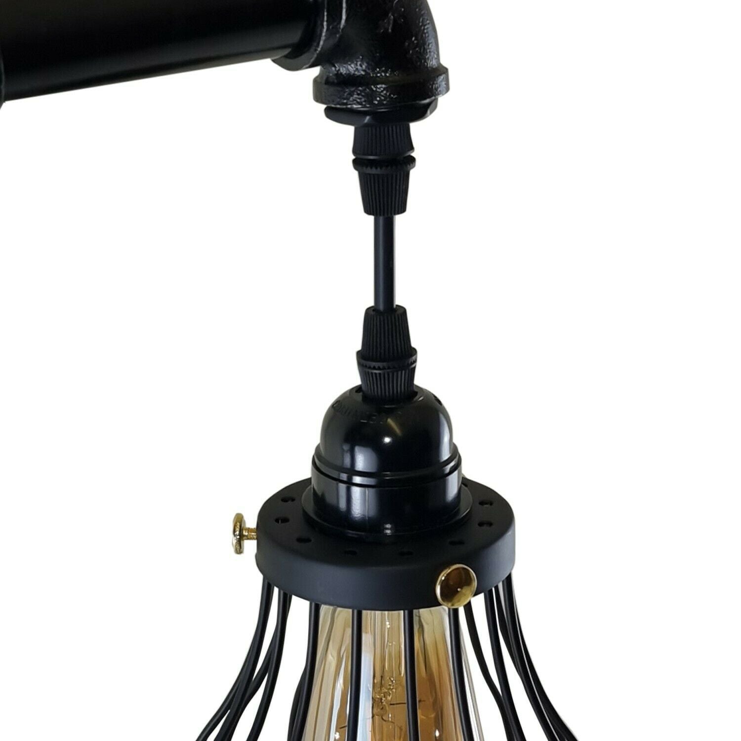 Industrial Vintage Retro Pipe Sconces Wall Light with black cage design, showcasing its stylish and functional features.