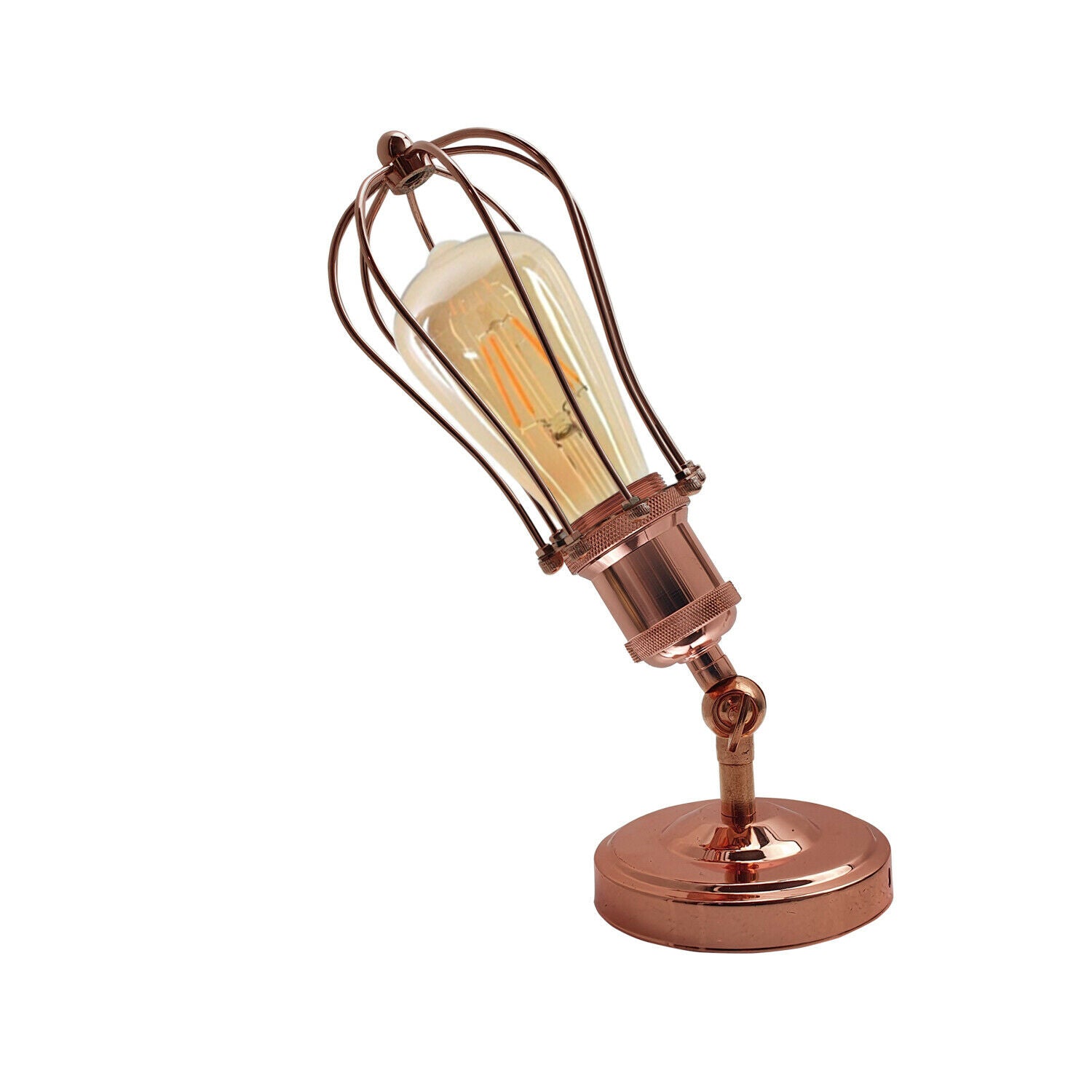 Industrial Vintage Retro Rose Gold Sconce Wall Light with cage design, showcasing elegant craftsmanship and warm lighting.