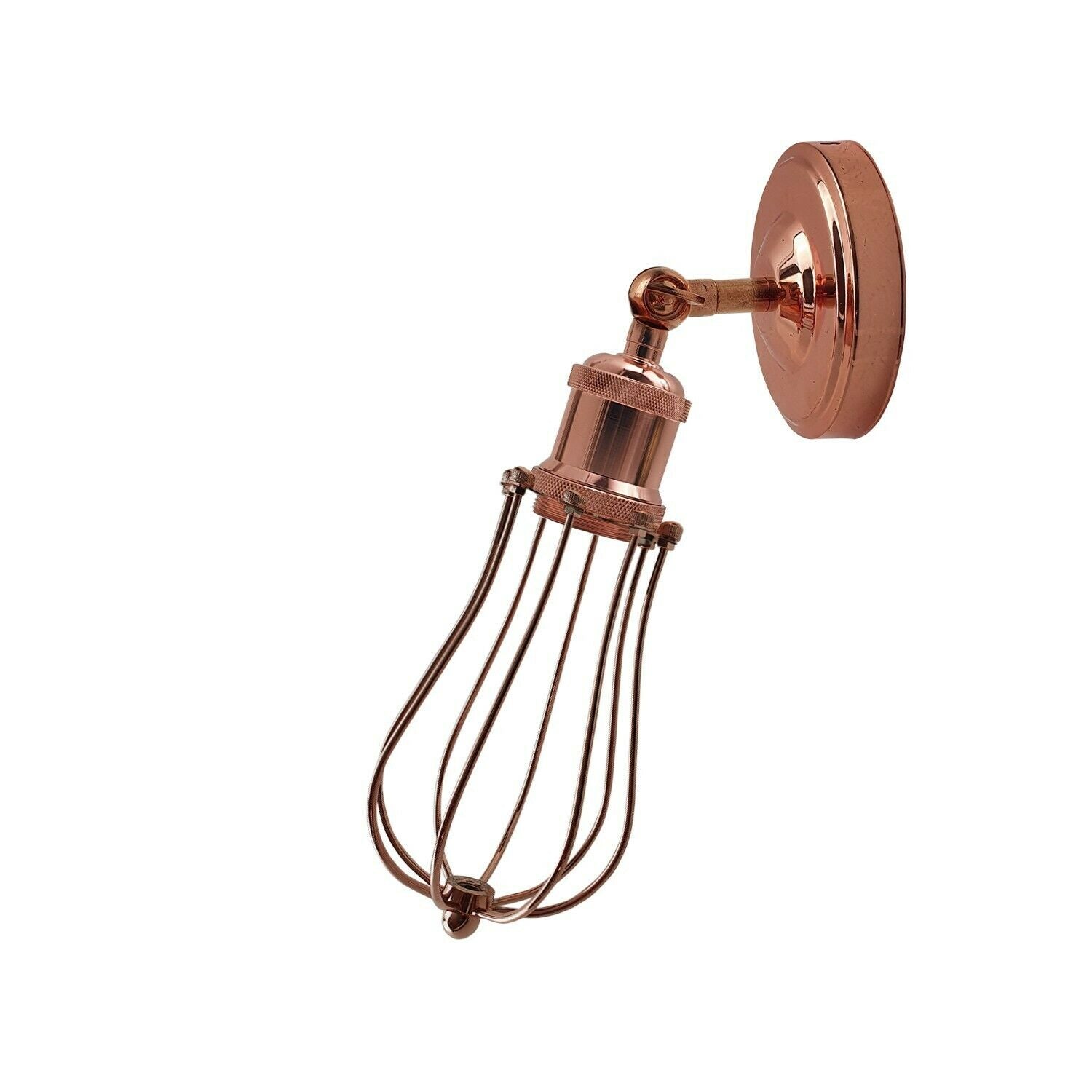 Industrial Vintage Retro Rose Gold Sconce Wall Light with cage design, showcasing elegant craftsmanship and warm lighting.