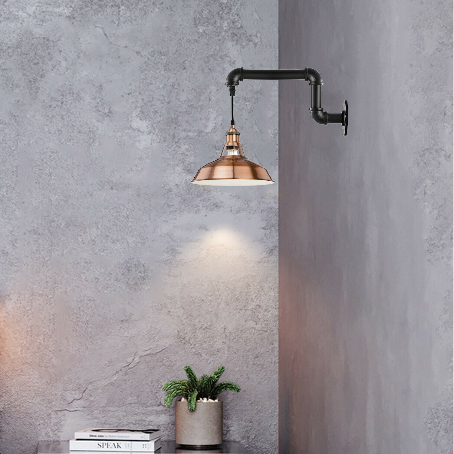 Industrial Vintage Retro Rustic Sconce Wall Light with copper shade, showcasing its elegant design and metal construction.