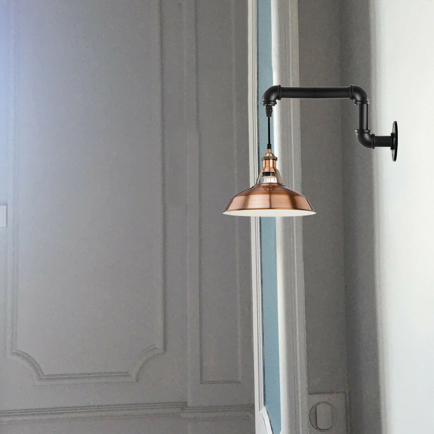 Industrial Vintage Retro Rustic Sconce Wall Light with copper shade, showcasing its elegant design and metal construction.