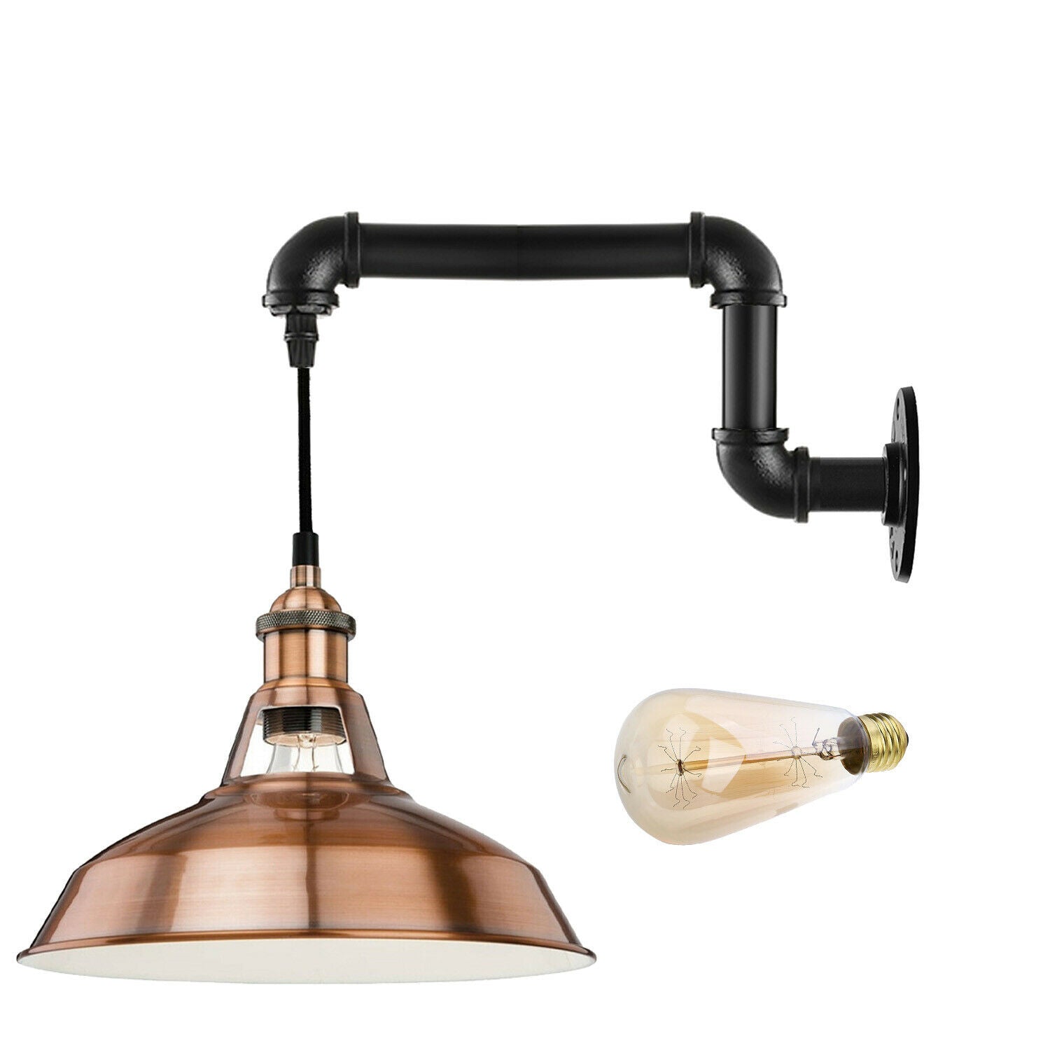 Industrial Vintage Retro Rustic Sconce Wall Light with copper shade, showcasing its elegant design and metal construction.