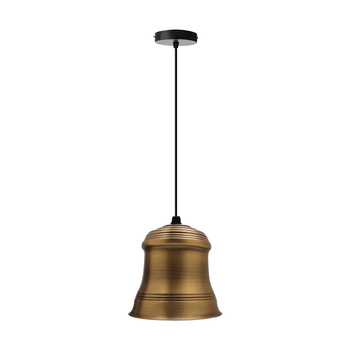 Industrial vintage retro style pendant light in yellow brass, featuring an E27 base and a stylish design suitable for various interiors.