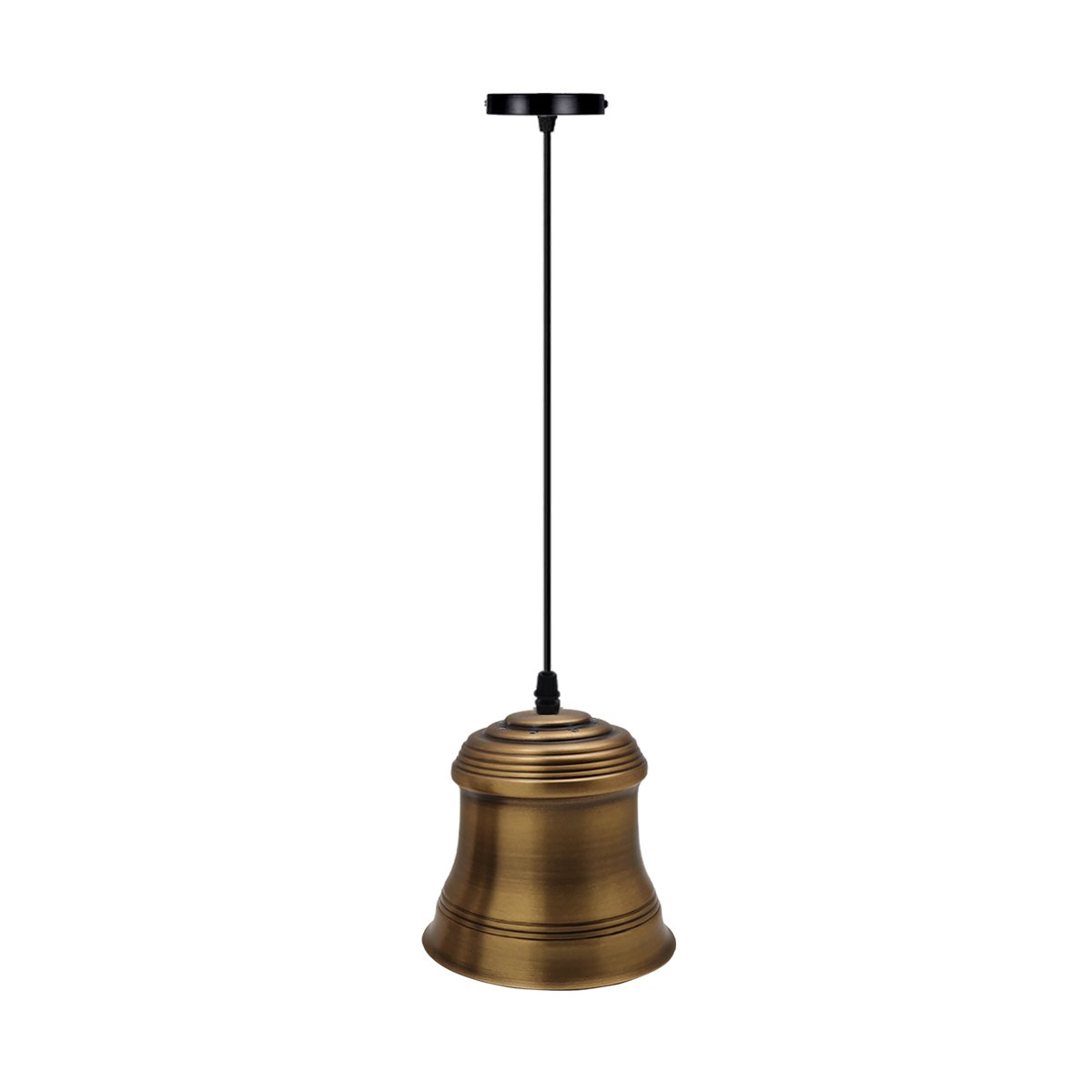 Industrial vintage retro style pendant light in yellow brass, featuring an E27 base and a stylish design suitable for various interiors.