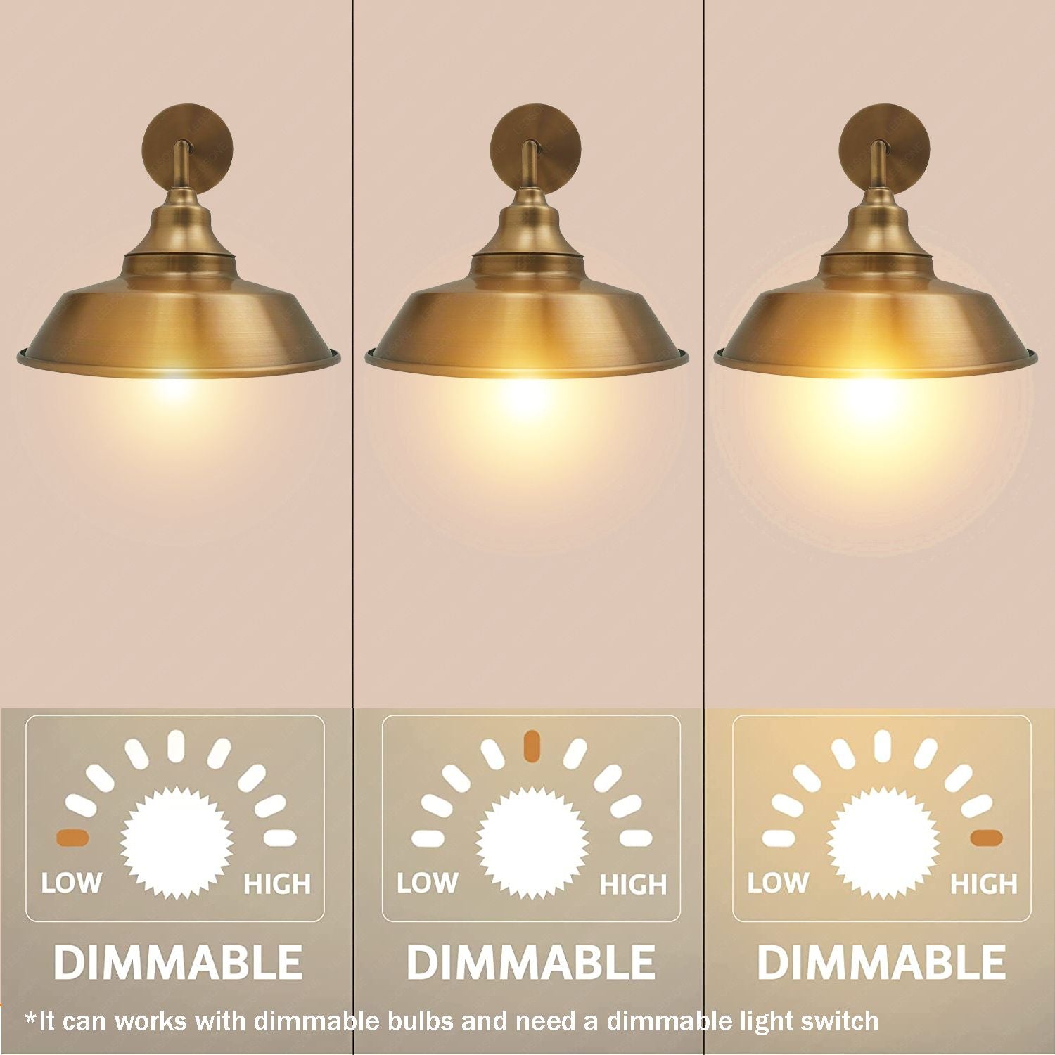 Industrial Vintage Retro Wall Lamp in yellow brass finish, showcasing elegant design and E27 Edison bulb compatibility.