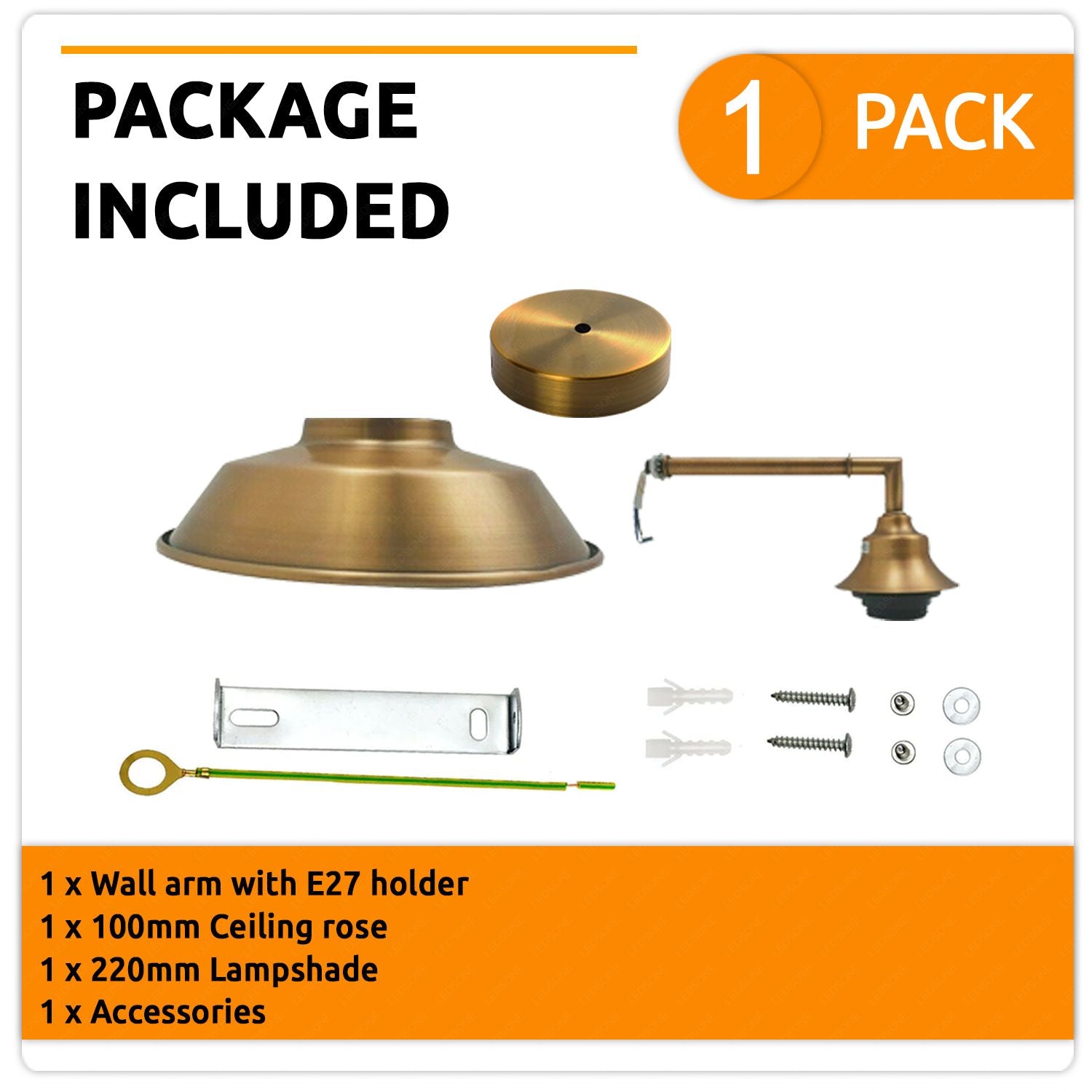 Industrial Vintage Retro Wall Lamp in yellow brass finish, showcasing elegant design and E27 Edison bulb compatibility.