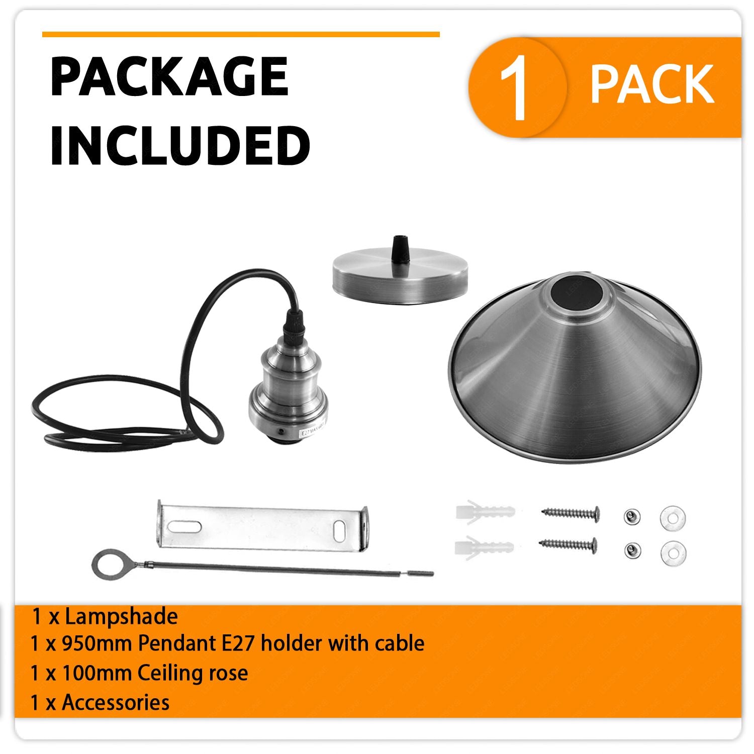 Industrial Vintage single ceiling pendant light with a metal cone design in satin finish, showcasing its elegant and modern aesthetic.