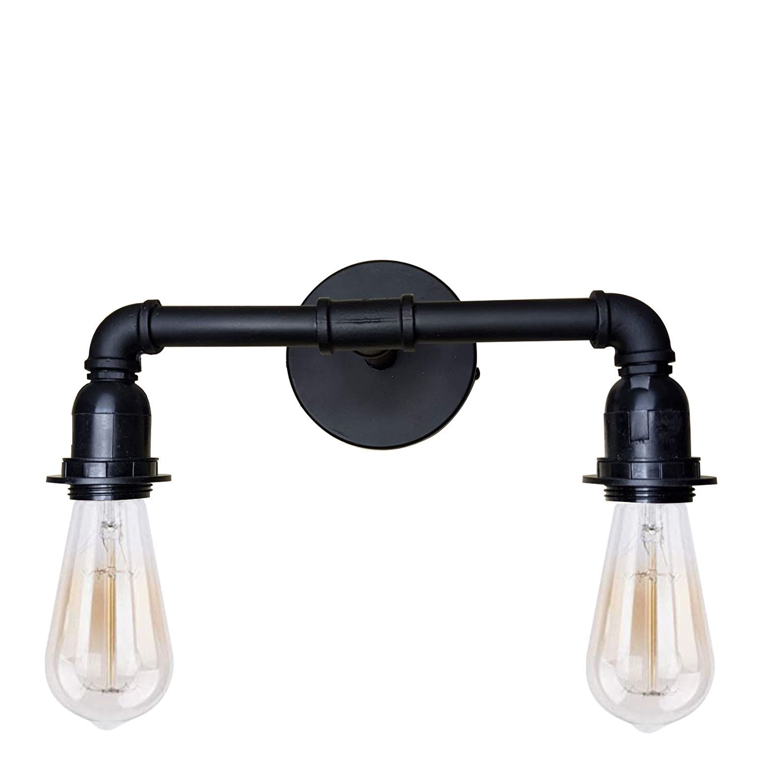 Industrial Wall Pipe Lamp featuring a vintage design with metal construction, ideal for indoor lighting.