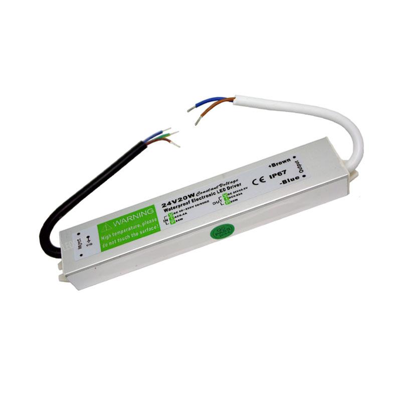 IP67 DC 24V 20W LED Driver Power Supply with waterproof casing and multiple protection features.