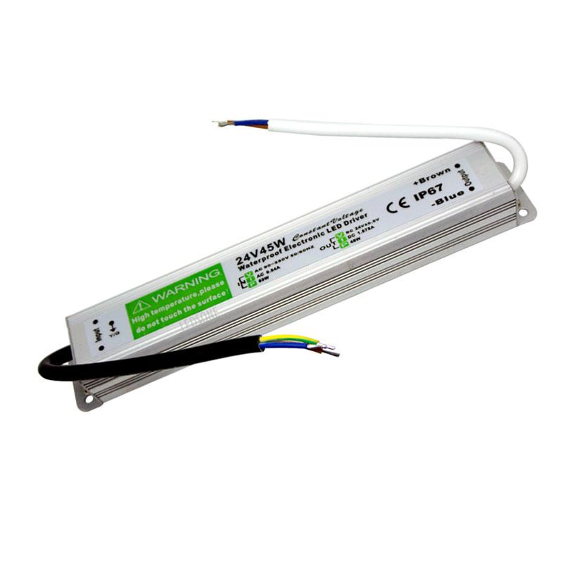 IP67 DC 24V 45W LED Driver Power Supply Transformer with waterproof design for outdoor use.