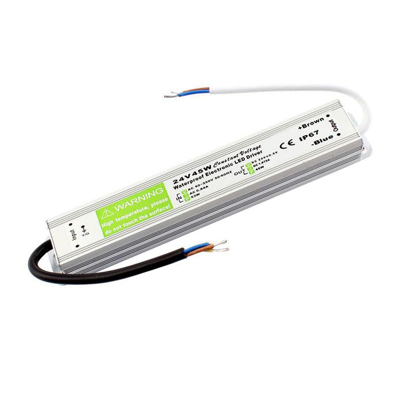 IP67 DC 24V 45W LED Driver Power Supply Transformer with waterproof design for outdoor use.
