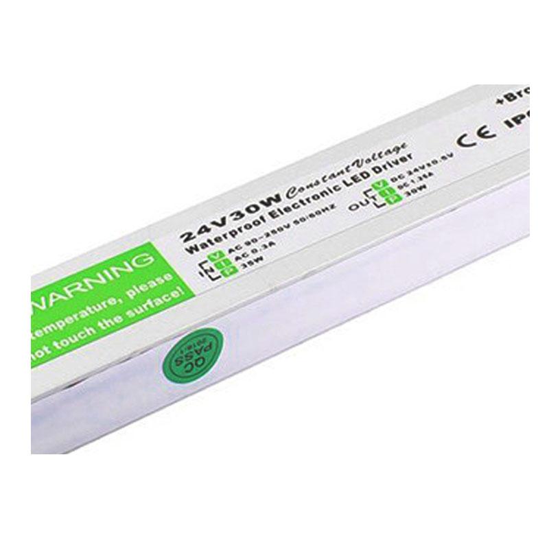 IP67 DC24V 30W LED Driver Power Supply Transformer designed for outdoor use with waterproof features and safety protections.