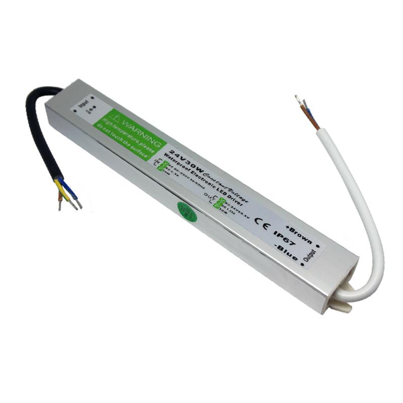 IP67 DC24V 30W LED Driver Power Supply Transformer designed for outdoor use with waterproof features and safety protections.