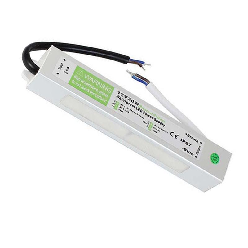 IP67 Waterproof DC 12V 30W LED Driver Power Supply Transformer with protective features for outdoor use.