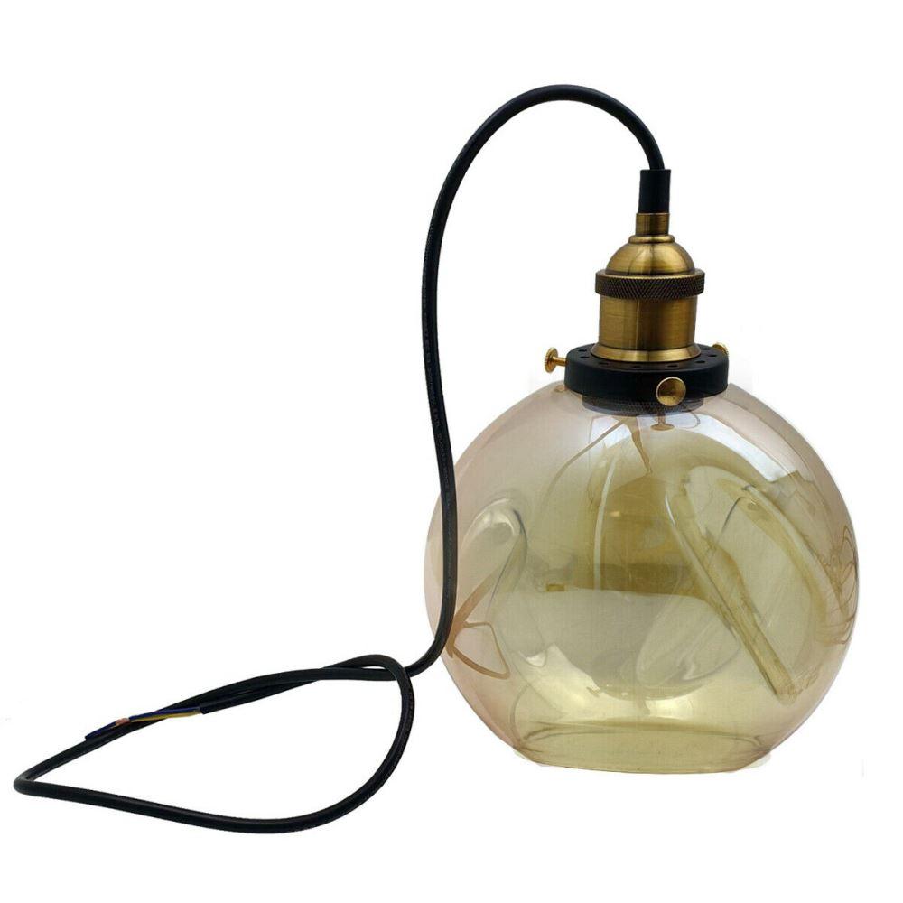 Vintage Industrial Ceiling Light with glass globe shade and iron hardware, showcasing a stylish design suitable for various interiors.