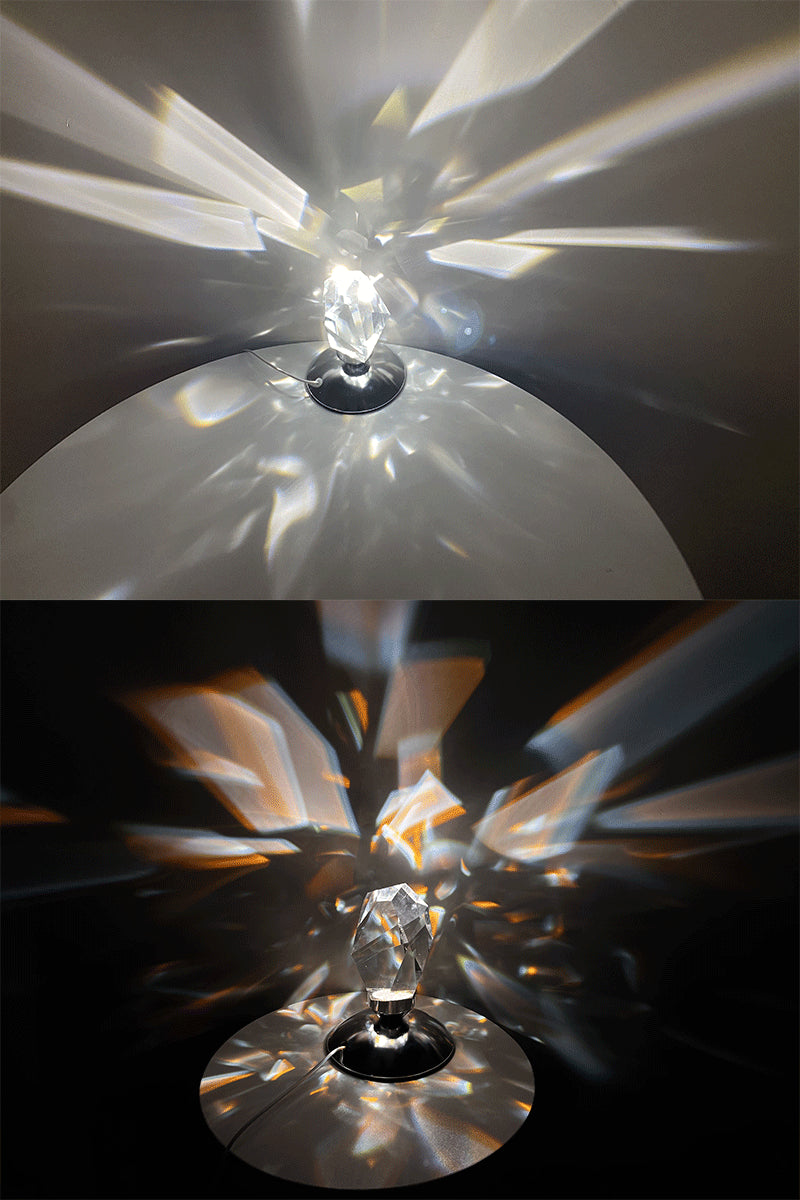 Elegant Led Crystal Night Light with remote control, showcasing its diamond cut design and vibrant color options.