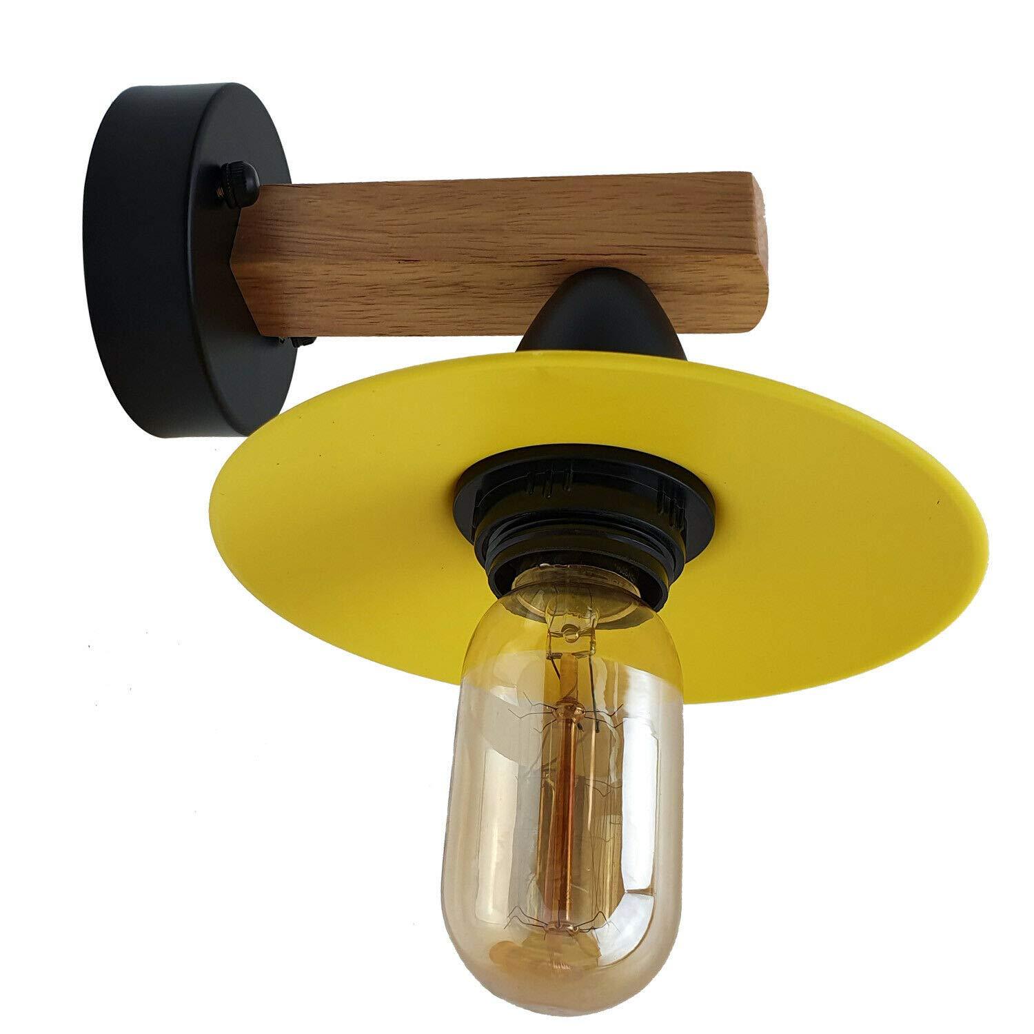 LEDSon industrial vintage wood wall light fixture with E27 UK holder, showcasing a modern vintage design with PVC shade.
