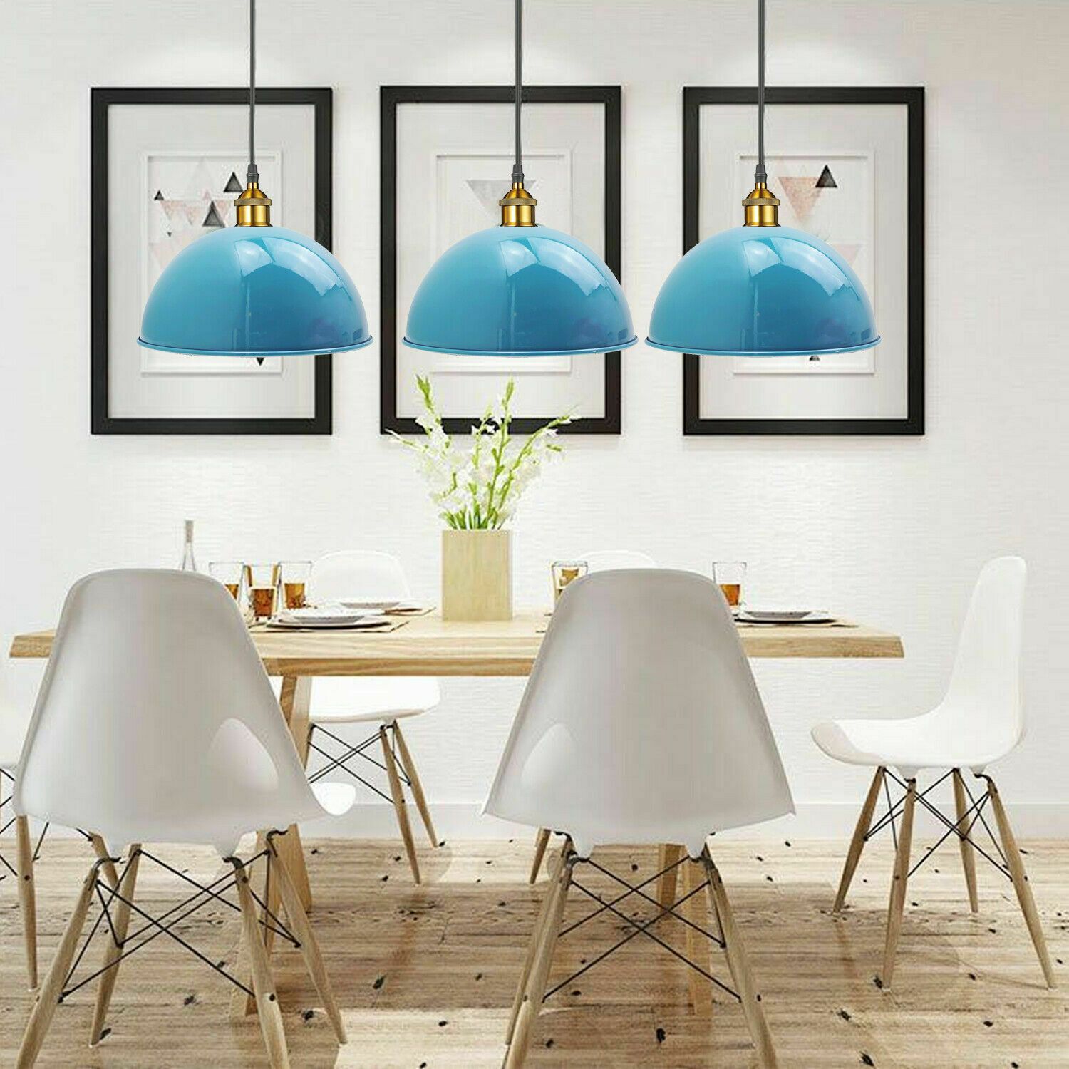 Light Blue Metal 40cm Ceiling Lamp Pendant Light showcasing a modern design suitable for various interiors.
