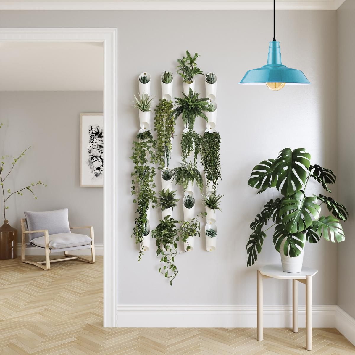 Light Blue Pendant Light Lampshade with E27 holder, showcasing a modern design suitable for various interiors.