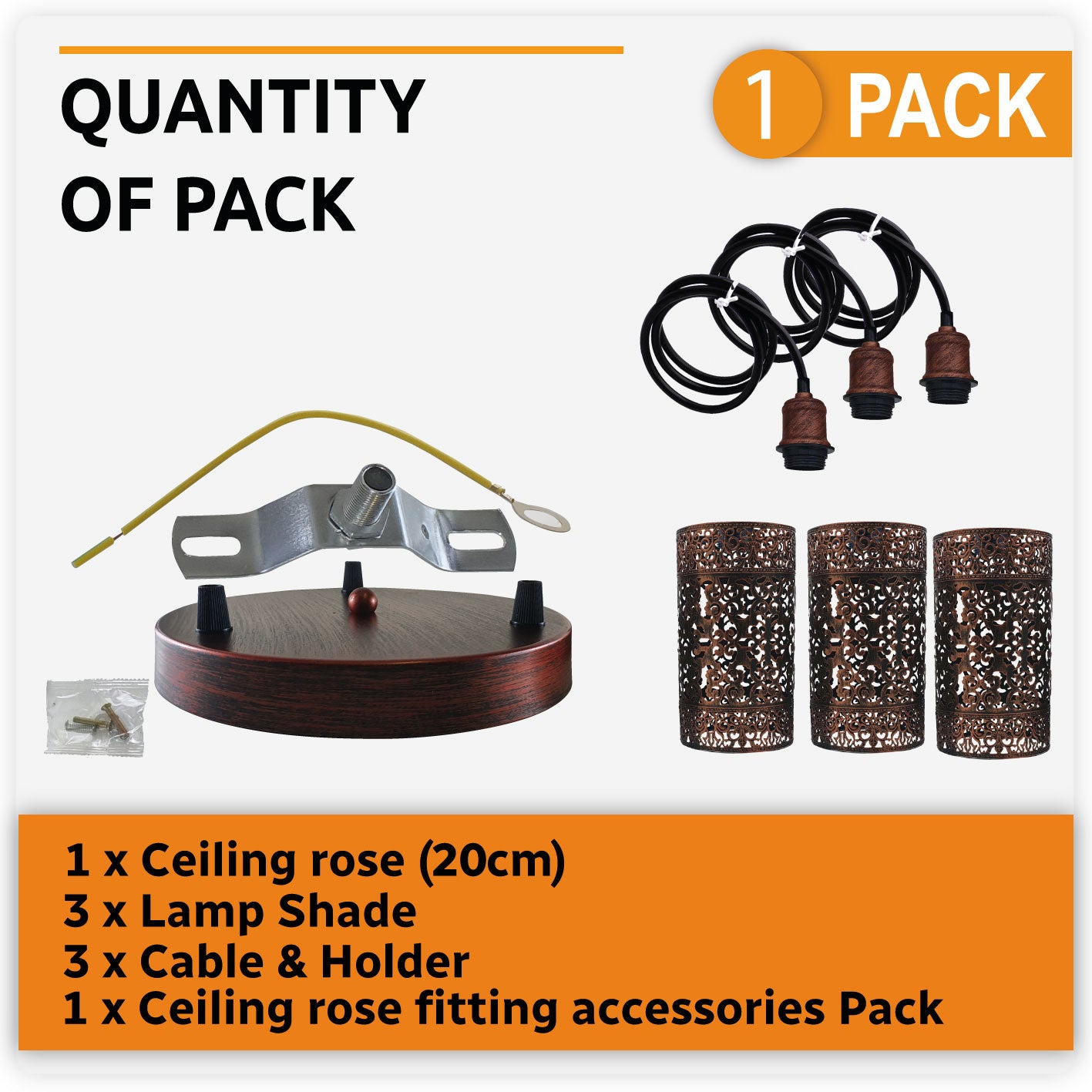 Metal Barrel Cage 3 Head Pendant Light in Rustic Red showcasing its vintage design and three adjustable pendant holders.