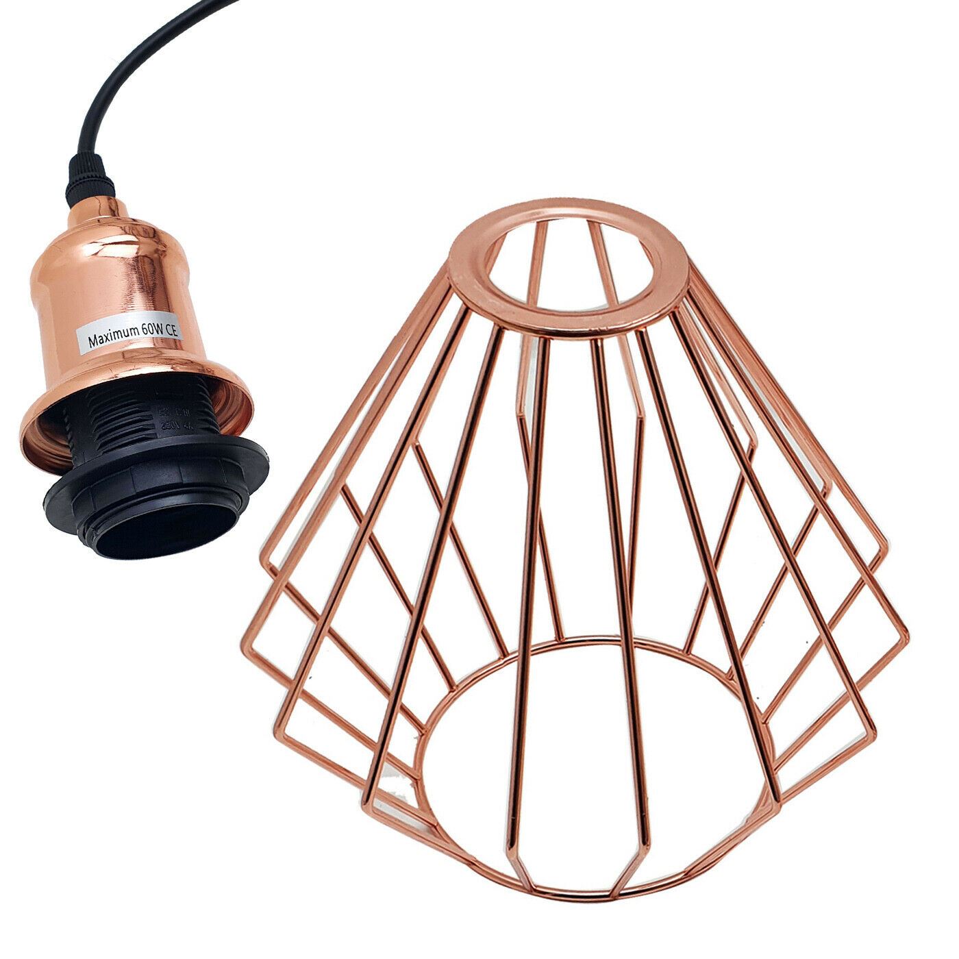 Metal Diamond Cage Ceiling Pendant Light in rose gold finish, showcasing its modern design and elegant structure.