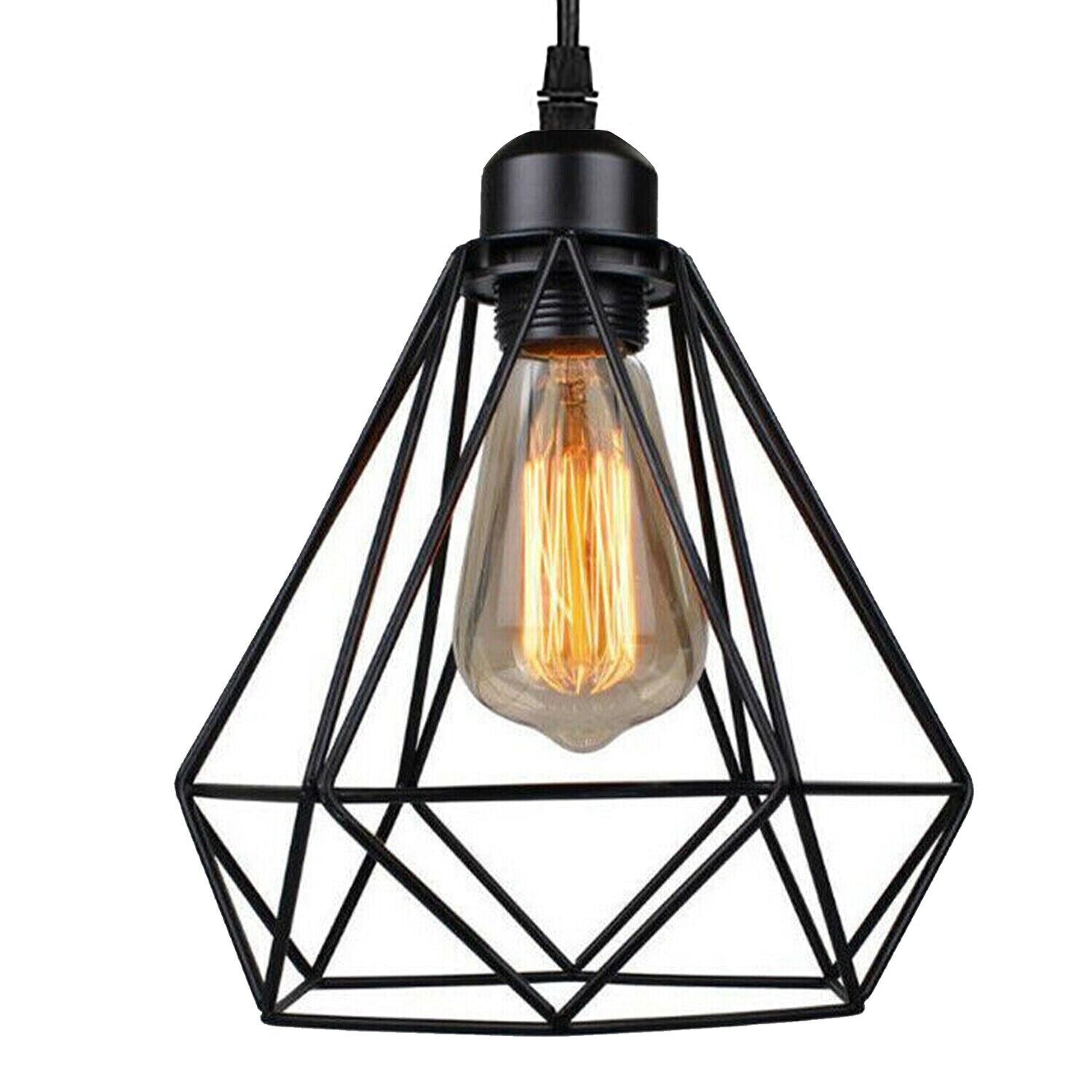 Modern 3 Light Cage Ceiling Hanging Pendant Lamp Fixture with brushed finish and adjustable design, perfect for stylish home décor.