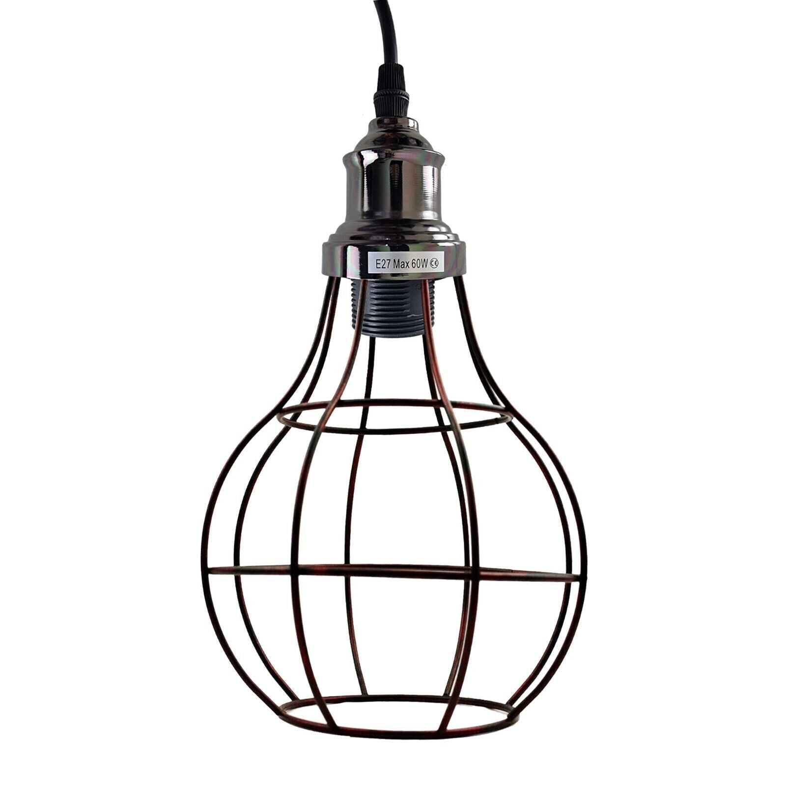 Modern 3 Light Cage Ceiling Hanging Pendant Lamp Fixture with brushed finish and adjustable design, perfect for stylish home décor.