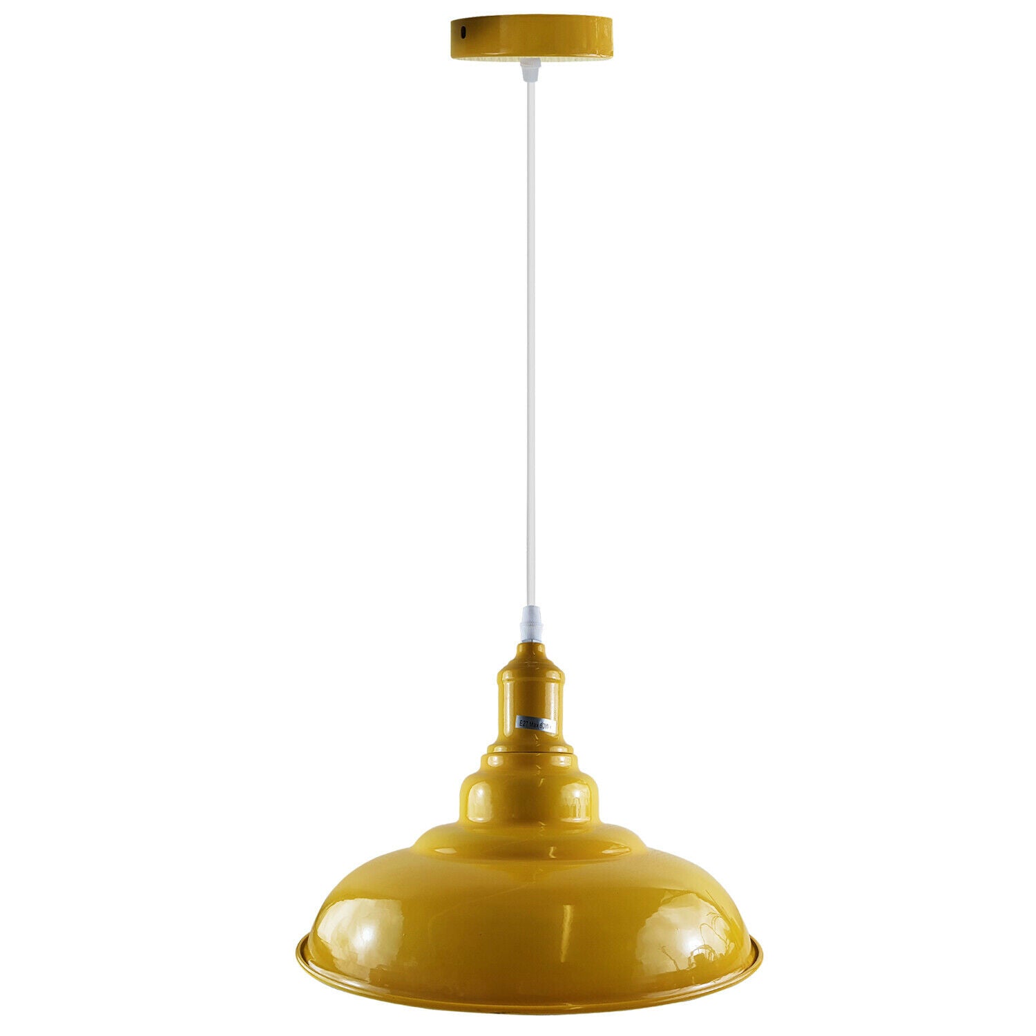 Modern Yellow Pendant Light Shade with a retro design, made of sturdy metal, ideal for contemporary spaces.