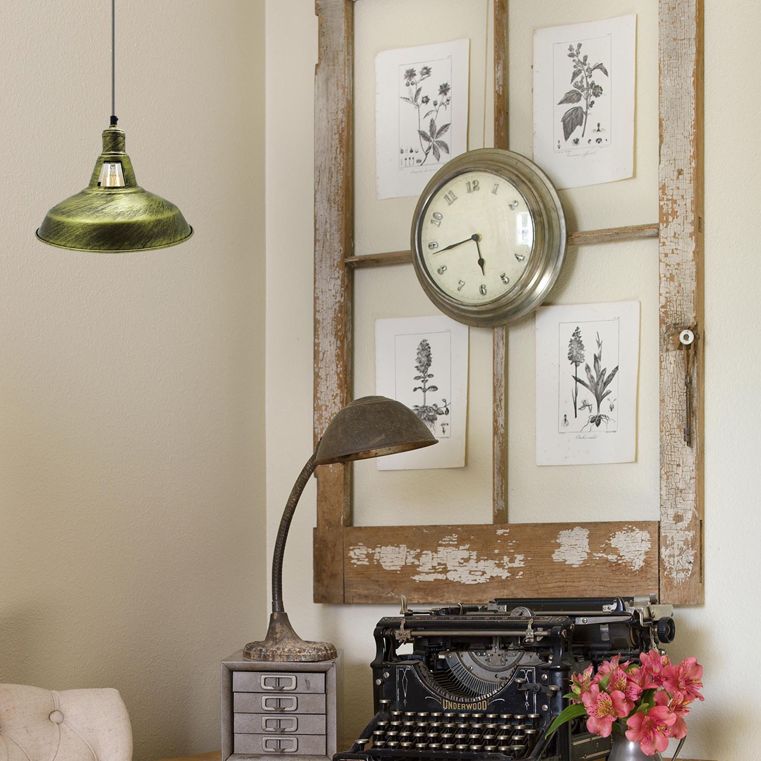 Modern Barn Shade Ceiling Light Fixture in various colors, showcasing its stylish design and E27 lamp base.