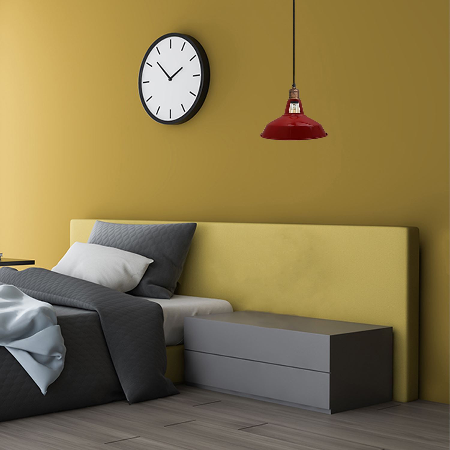 Modern Barn Shade Ceiling Light Fixture in various colors, showcasing its stylish design and E27 lamp base.