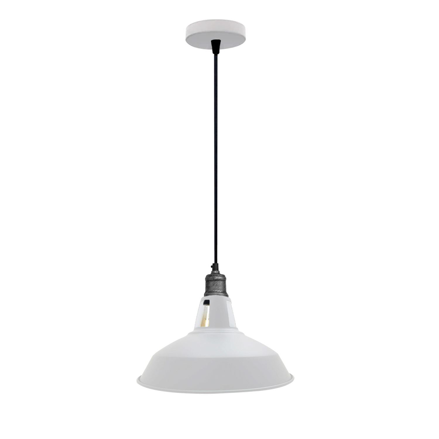 Modern Barn Shade Ceiling Light Fixture in various colors, showcasing its stylish design and E27 lamp base.