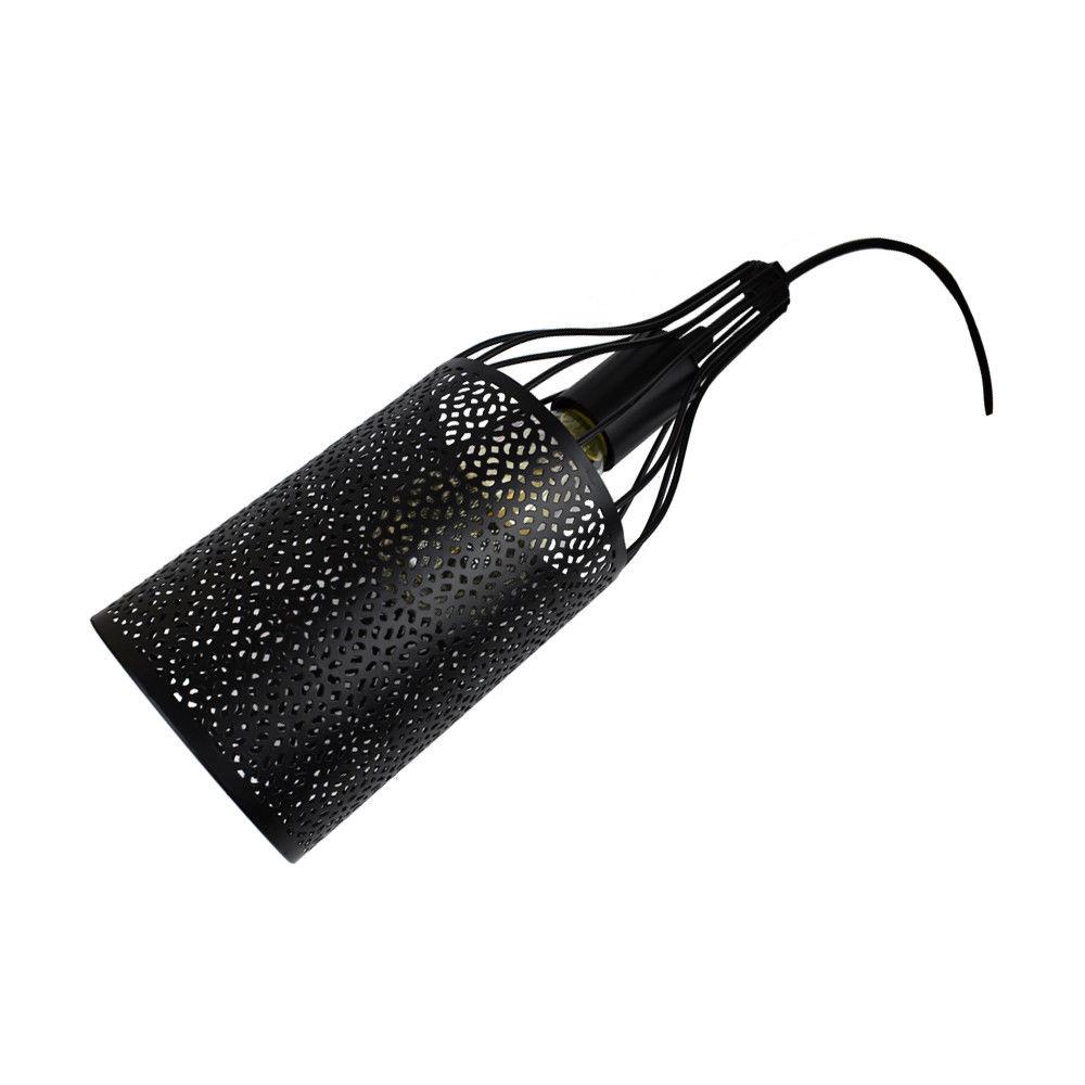 Modern Bottle Style Edison Lampshade Chandelier with black finish and fabric-covered wire, showcasing vintage and industrial design.