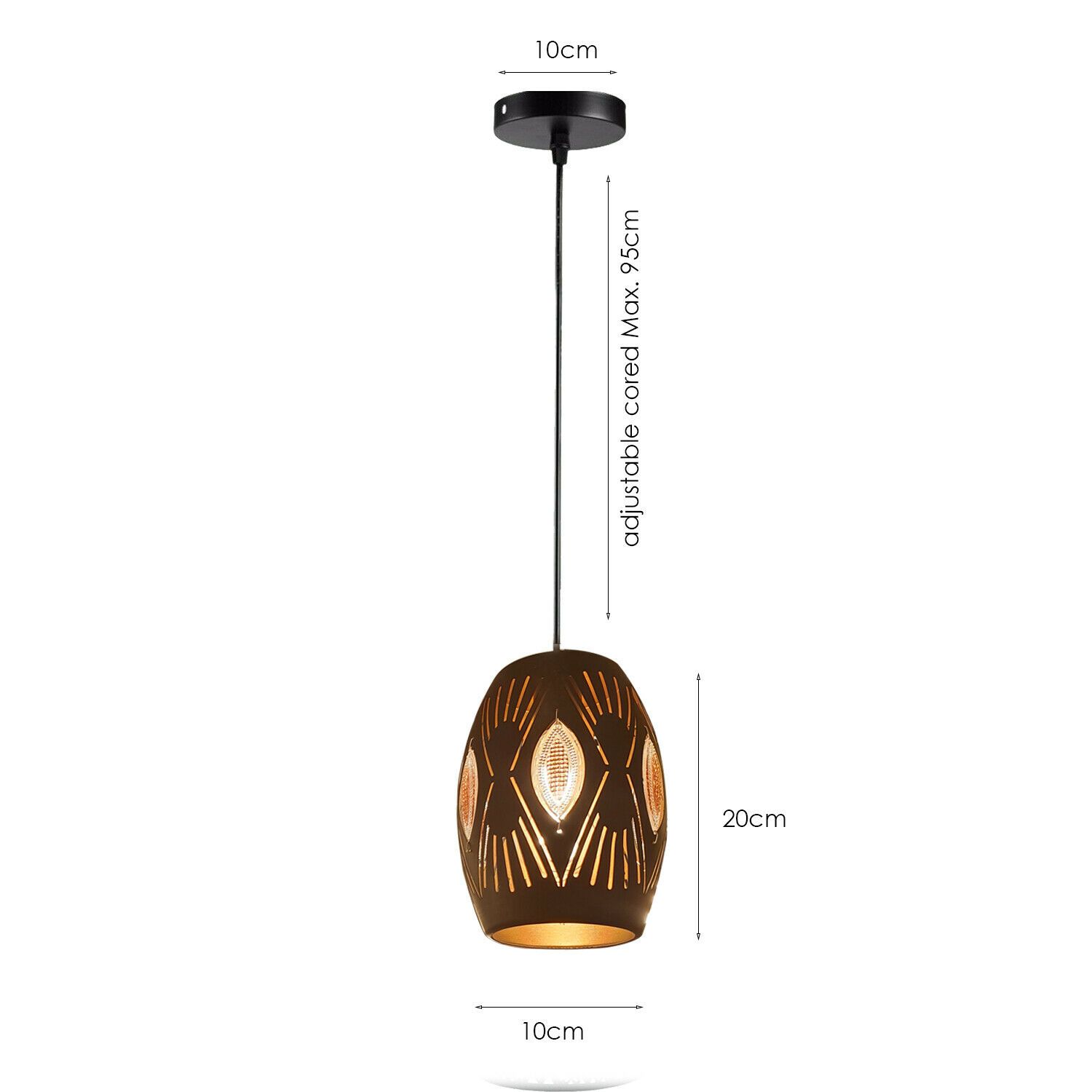 Modern black ceiling pendant light fitting with E27 base, ideal for home and cafe decor.