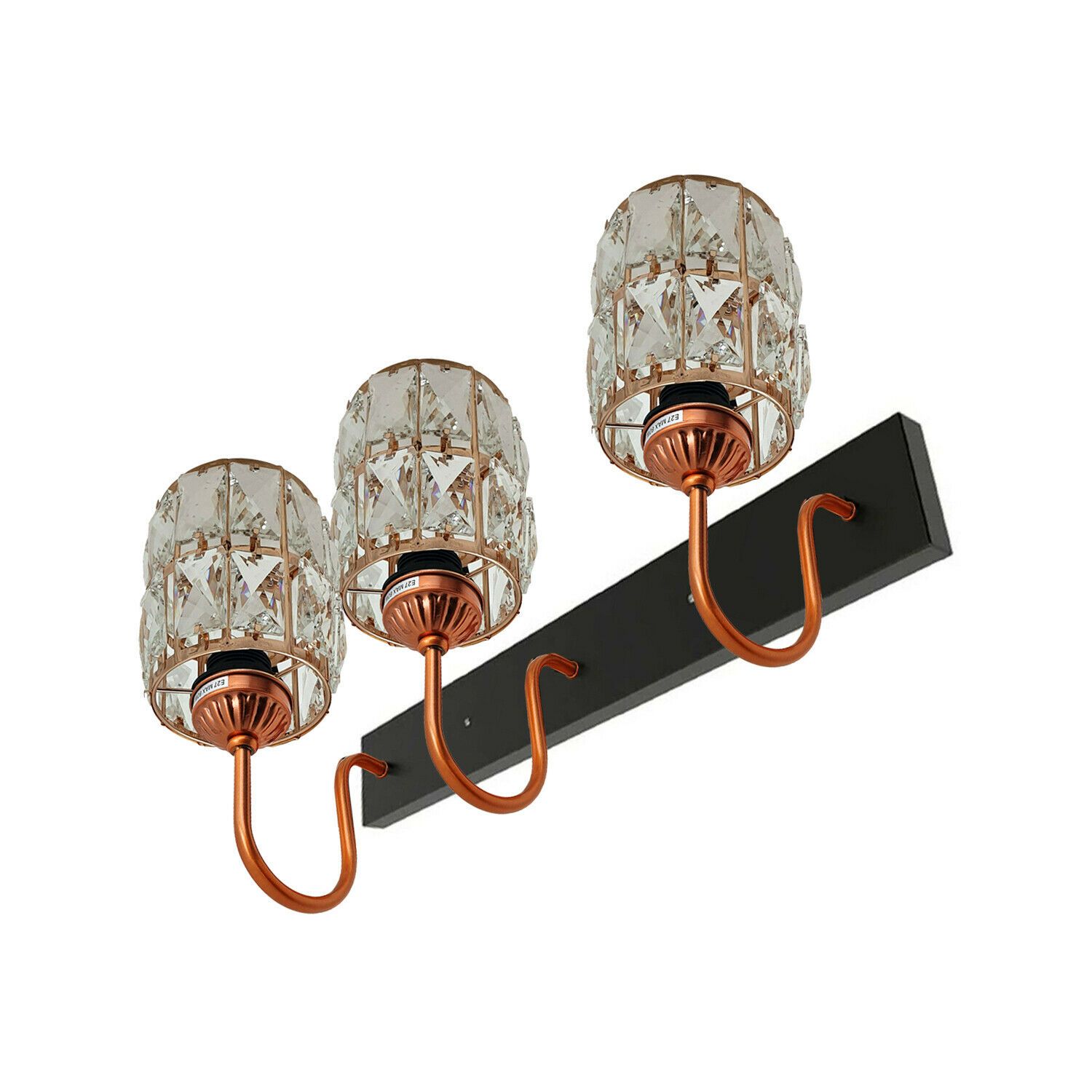 Modern Crystal Wall Light featuring three elegant crystal heads in a vintage industrial design, perfect for living room decor.